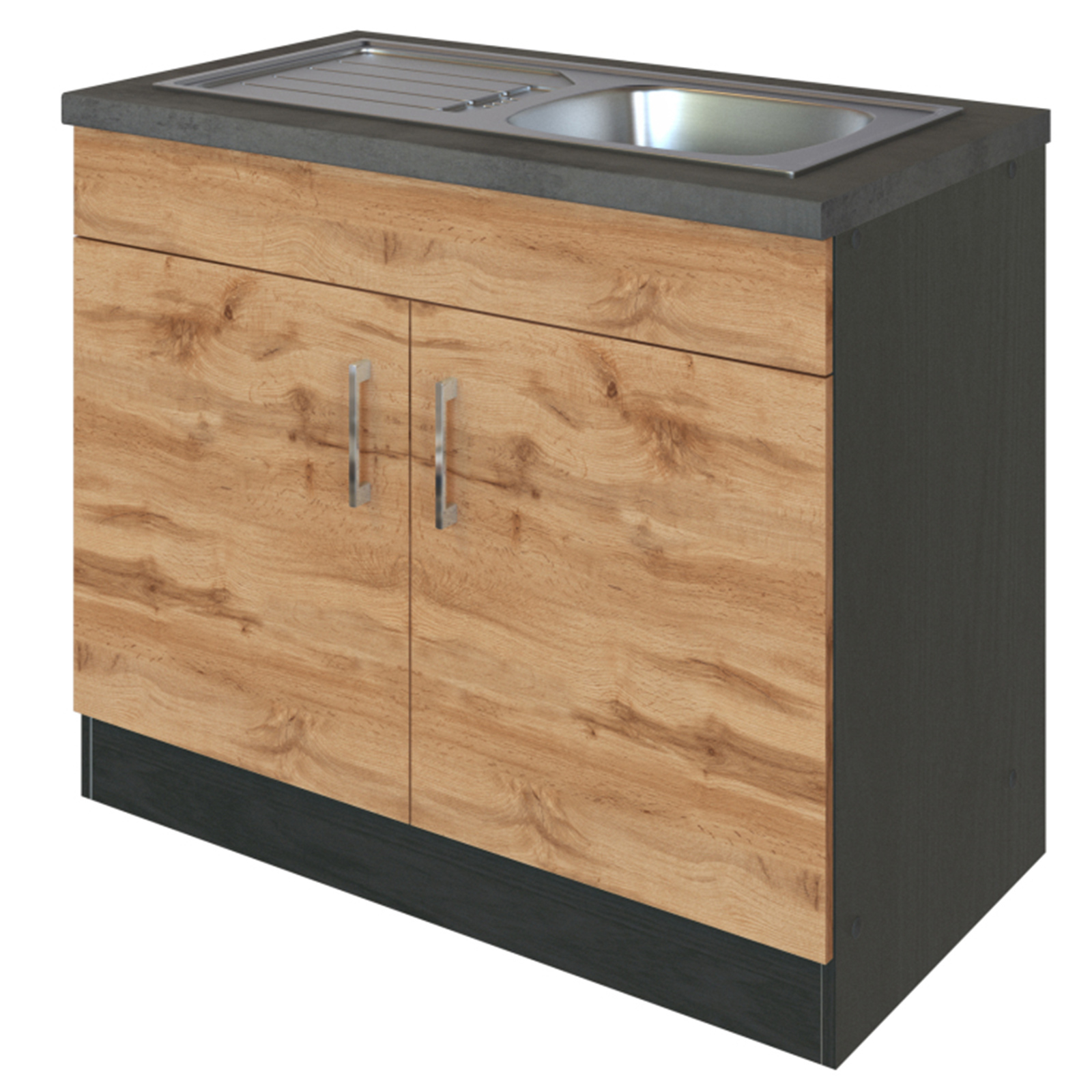 Spülenunterschrank SORRENTO - Wotan Eiche - grafit - 100 cm breit