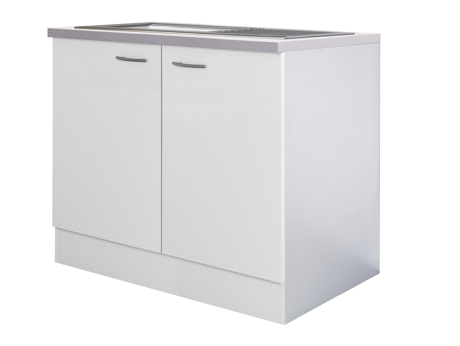 Spülenunterschrank WITO - weiß-grau - mit Spüle - 100 cm