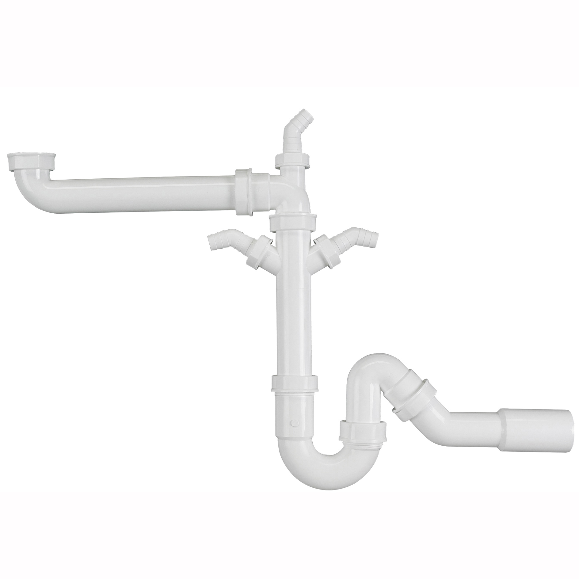 Spültisch-Röhrensiphon - weiß - 45 cm