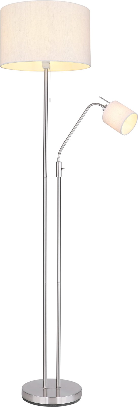 Standleuchte - Nickel matt - sandfarben - 175 cm hoch