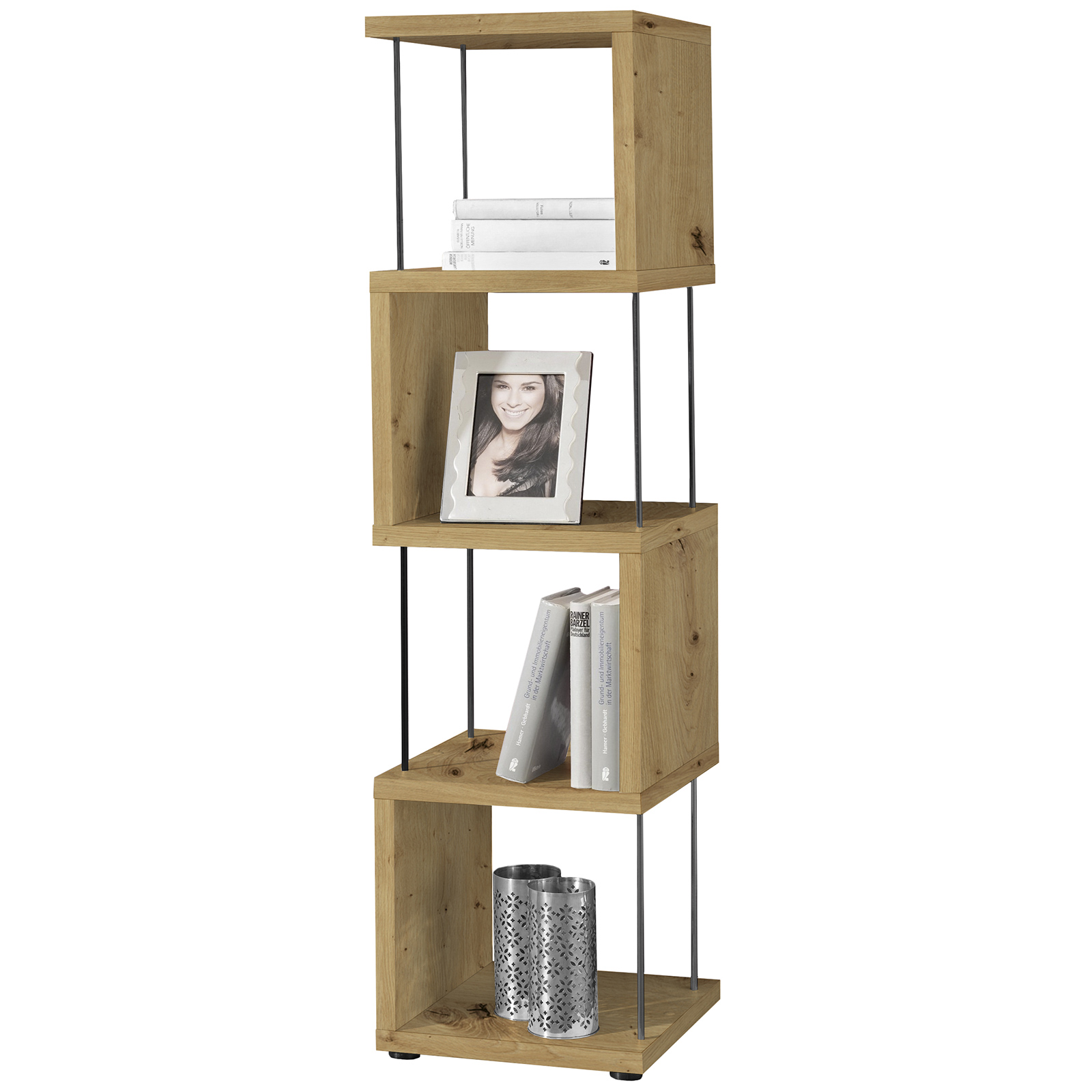 Standregal - Artisan Eiche - schwarz - 126 cm hoch