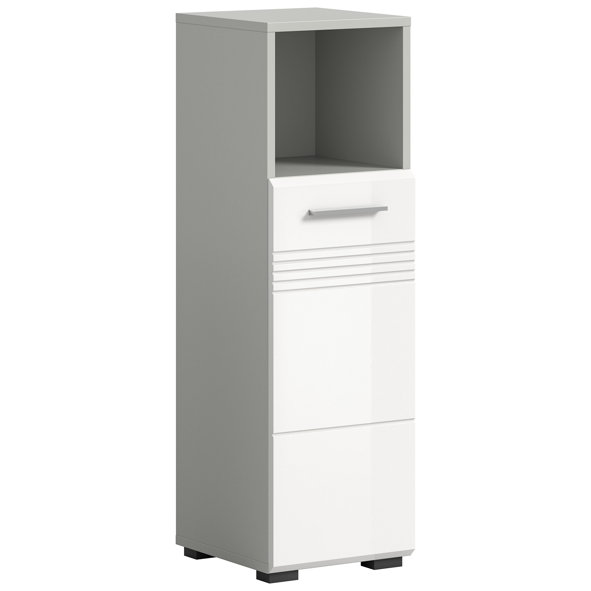 Standschrank COPA - weiß Hochglanz - hellgrau - 95 cm