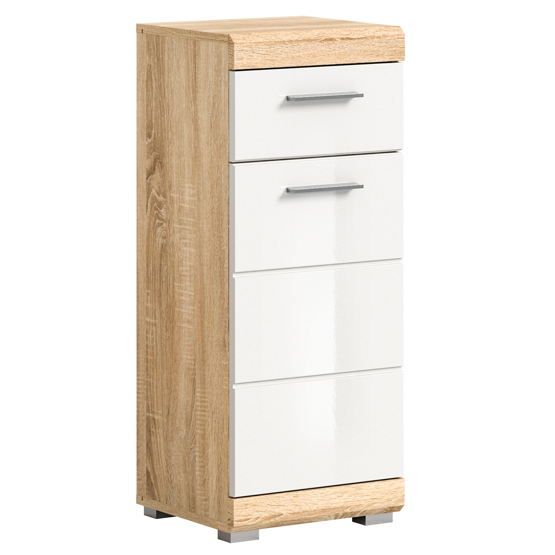 Standschrank LAMBADA - Sonoma Eiche - weiß Hochglanz - 37 cm