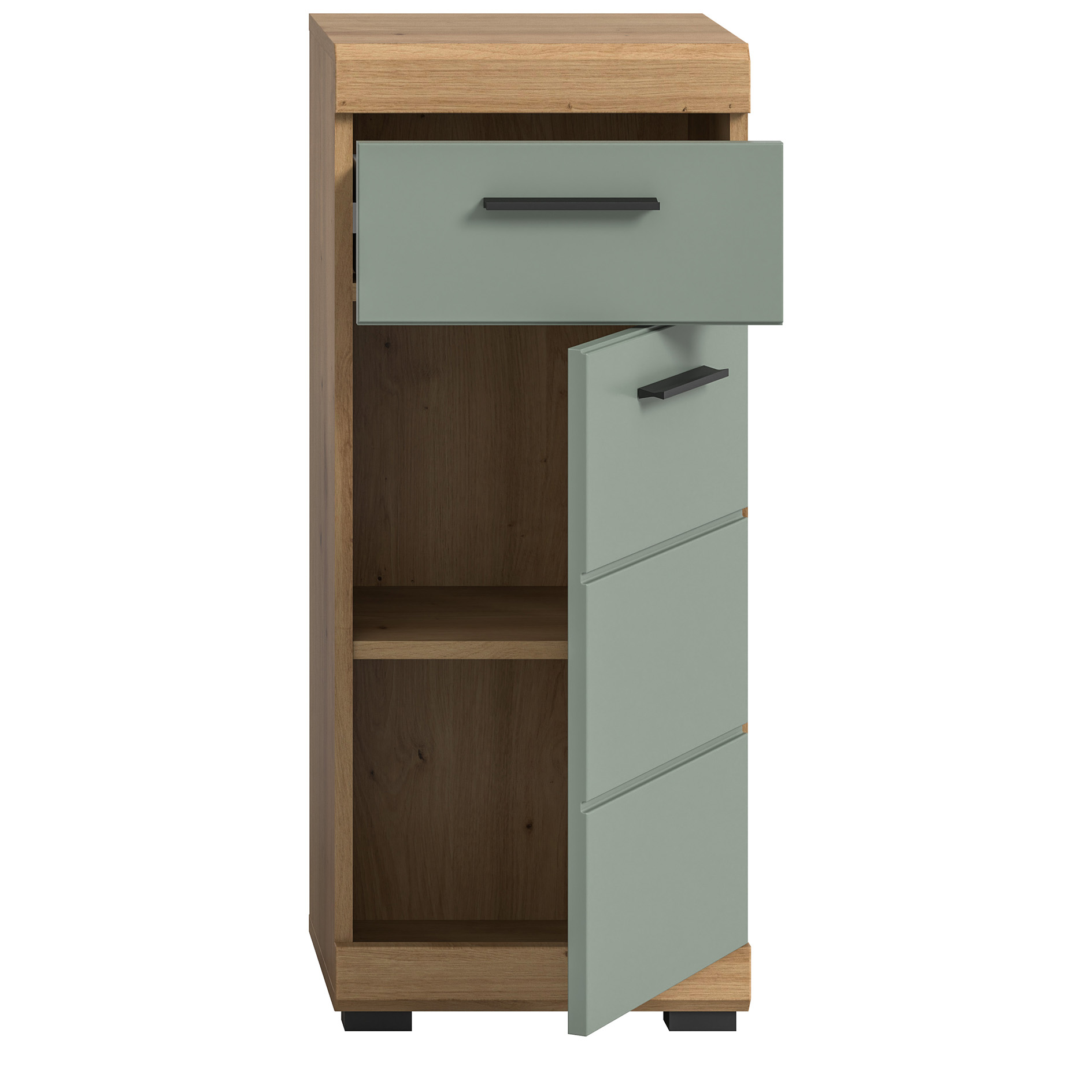 Standschrank SCOUT - Salbei - Artisan Eiche - 37 cm