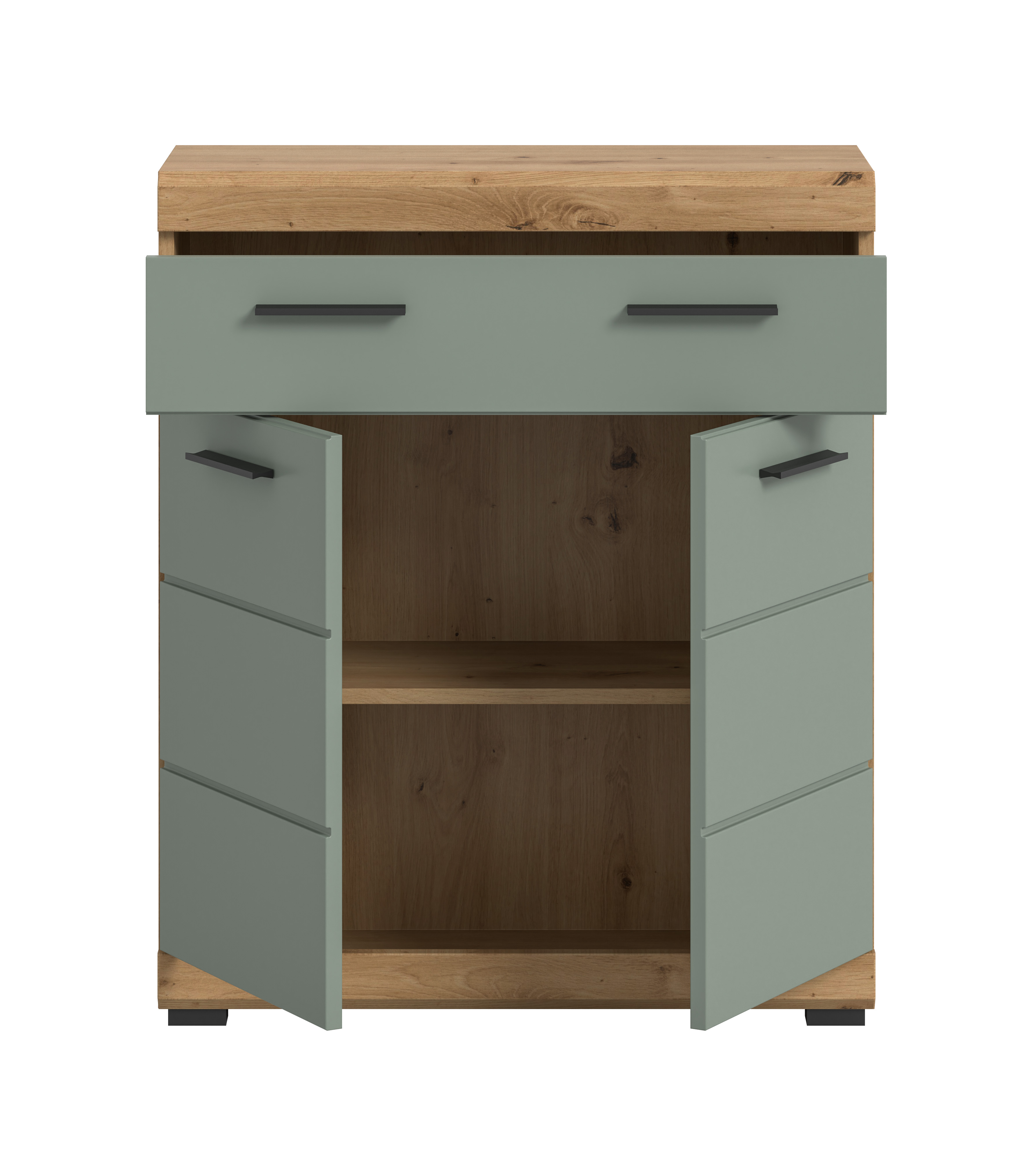 Standschrank SCOUT - Salbei - Artisan Eiche - 74 cm