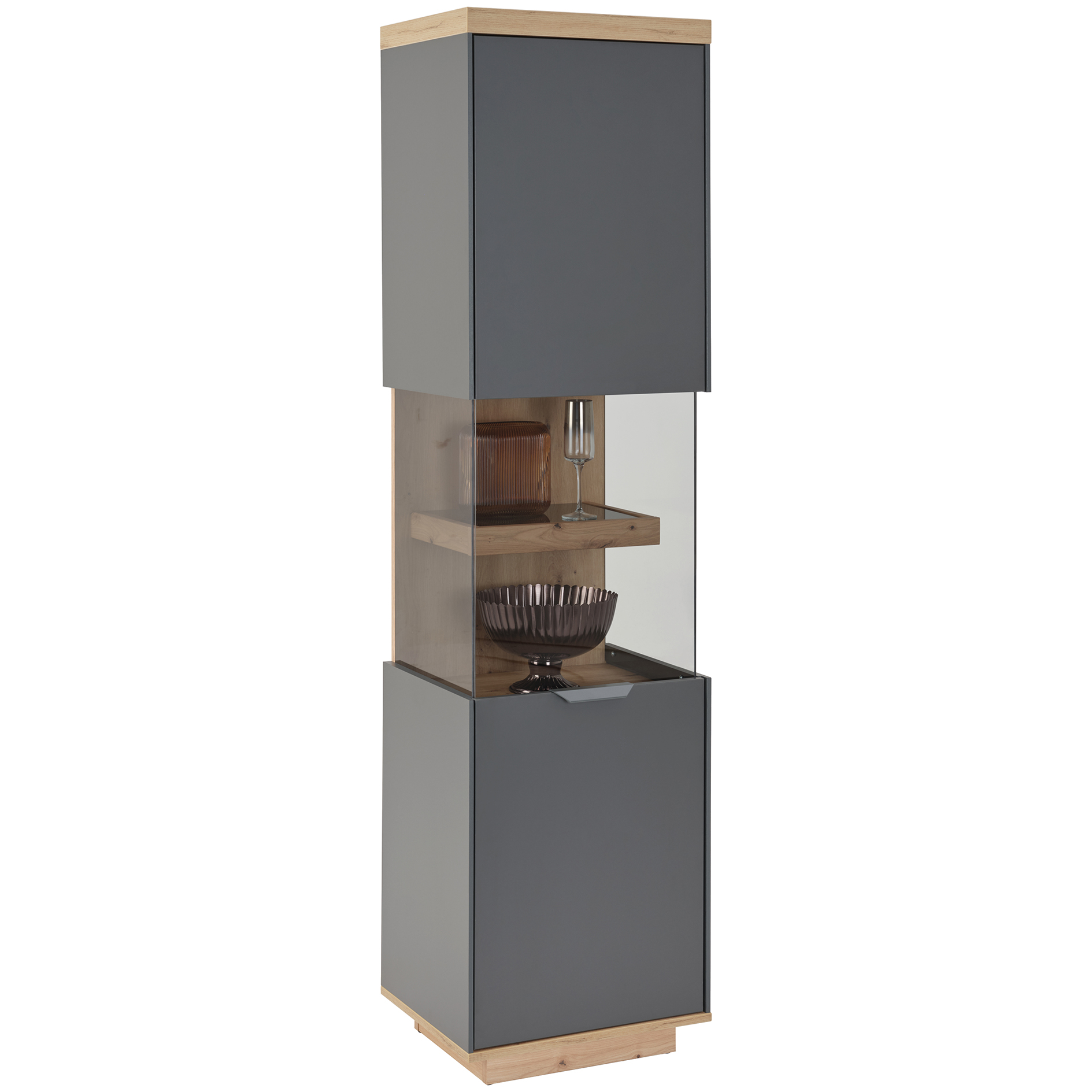 Standvitrine - anthrazit - Artisan Eiche - 187 cm hoch