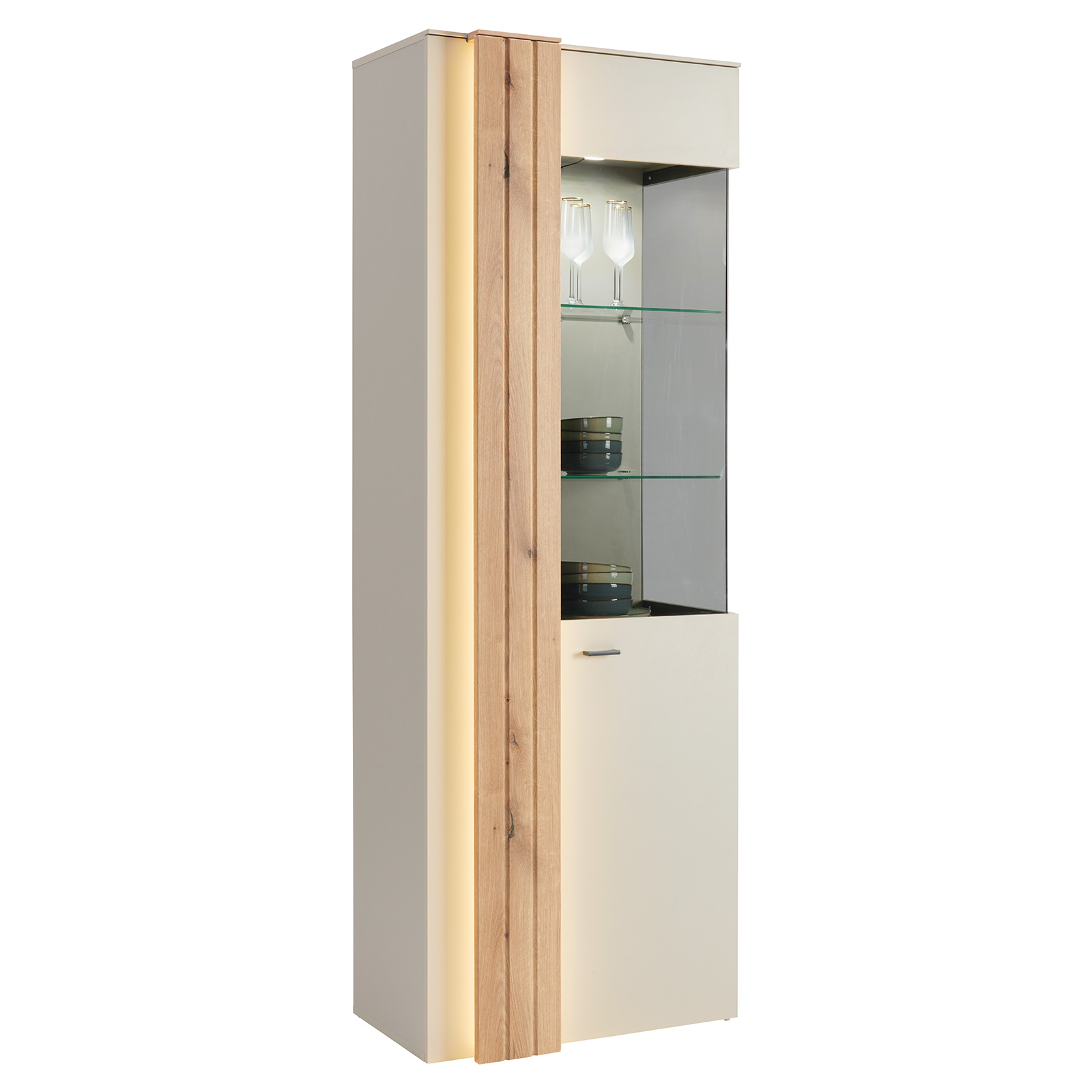 Standvitrine - Coast Evoke Eiche - kieselgrau - 203 cm