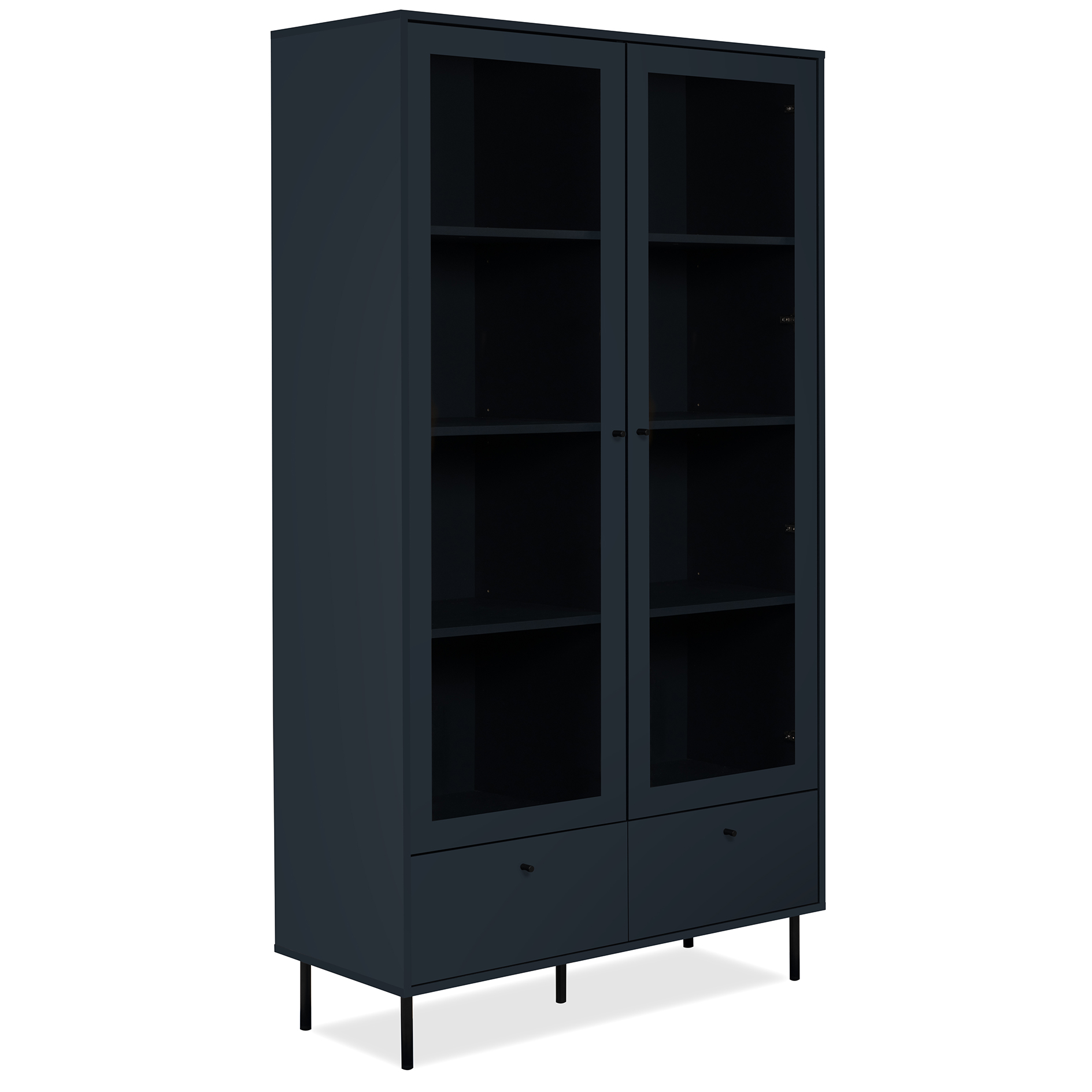 Standvitrine - navyblau - 100 cm breit