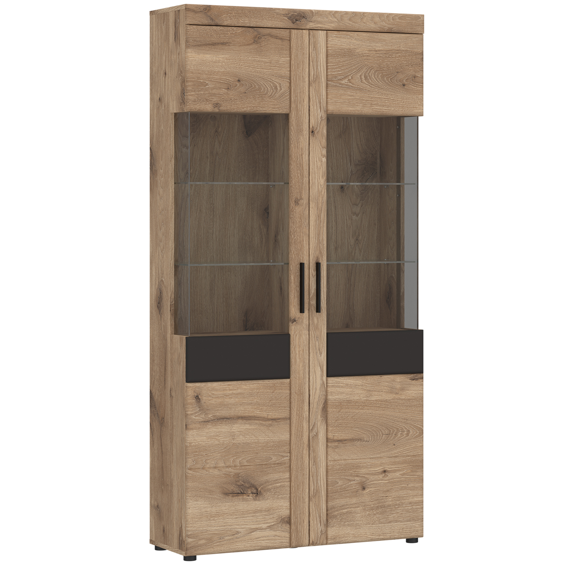 Standvitrine - Viking Oak - Kosmos grau - 195 cm hoch