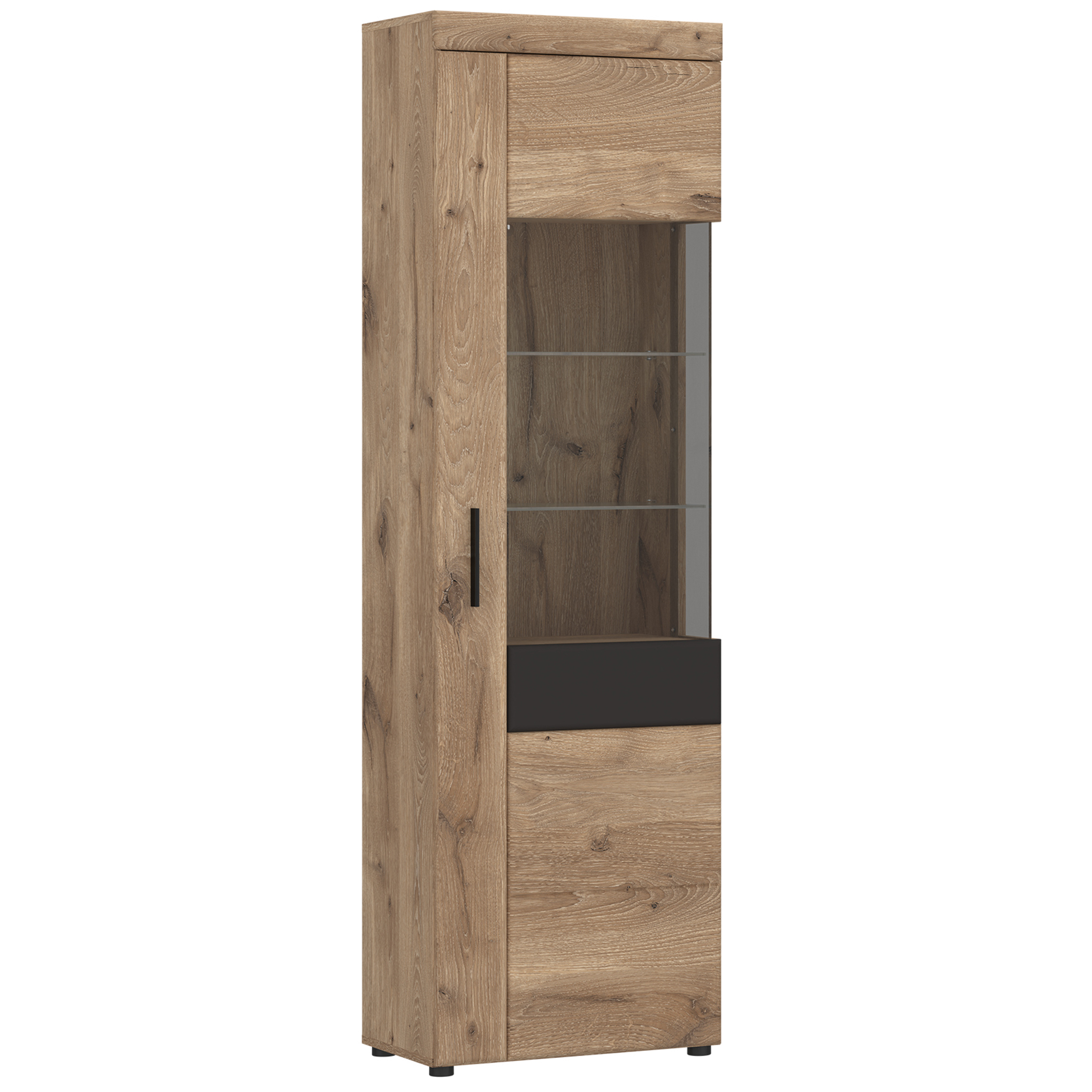 Standvitrine - Viking Oak - Kosmos grau - 195 cm hoch