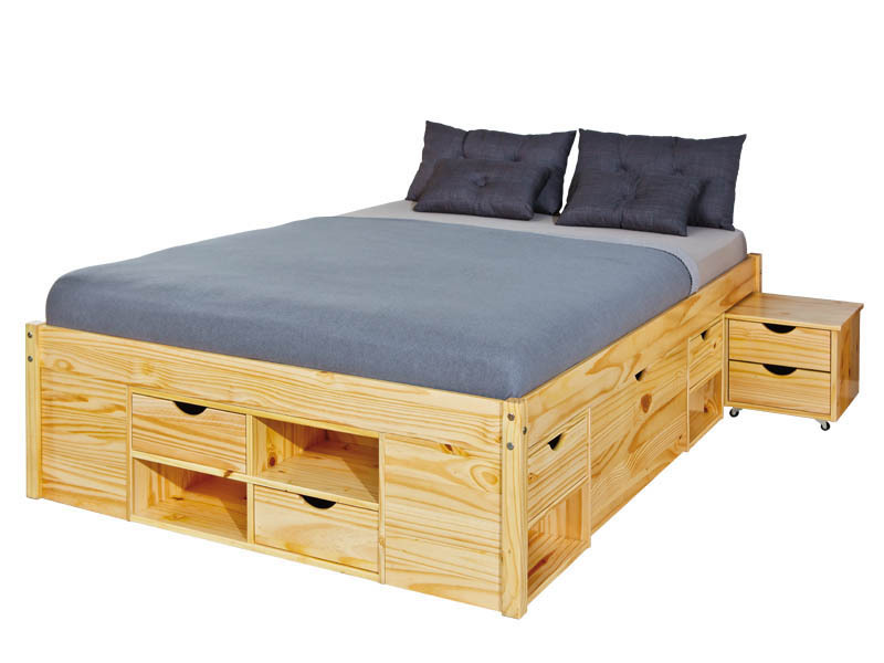Stauraumbett CLAAS - natur - Kiefer massiv - 180x200 cm