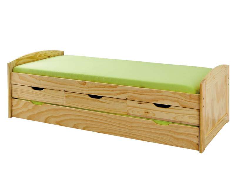 Stauraumbett MARINELLA - natur - Kiefer massiv - 90x200 cm