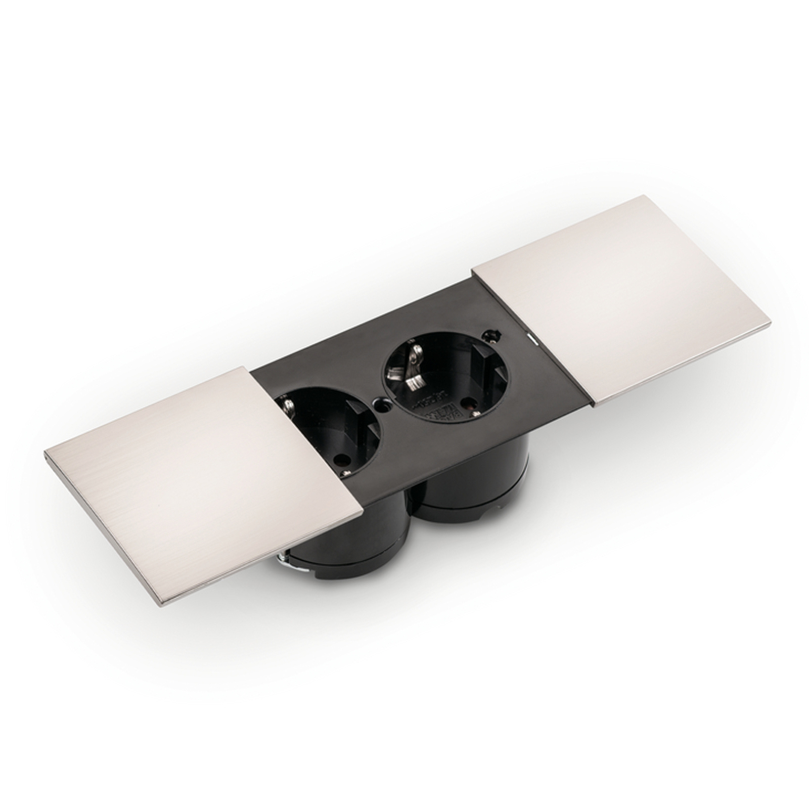 Steckdosenelement - edelstahlfarbig - 2-fach