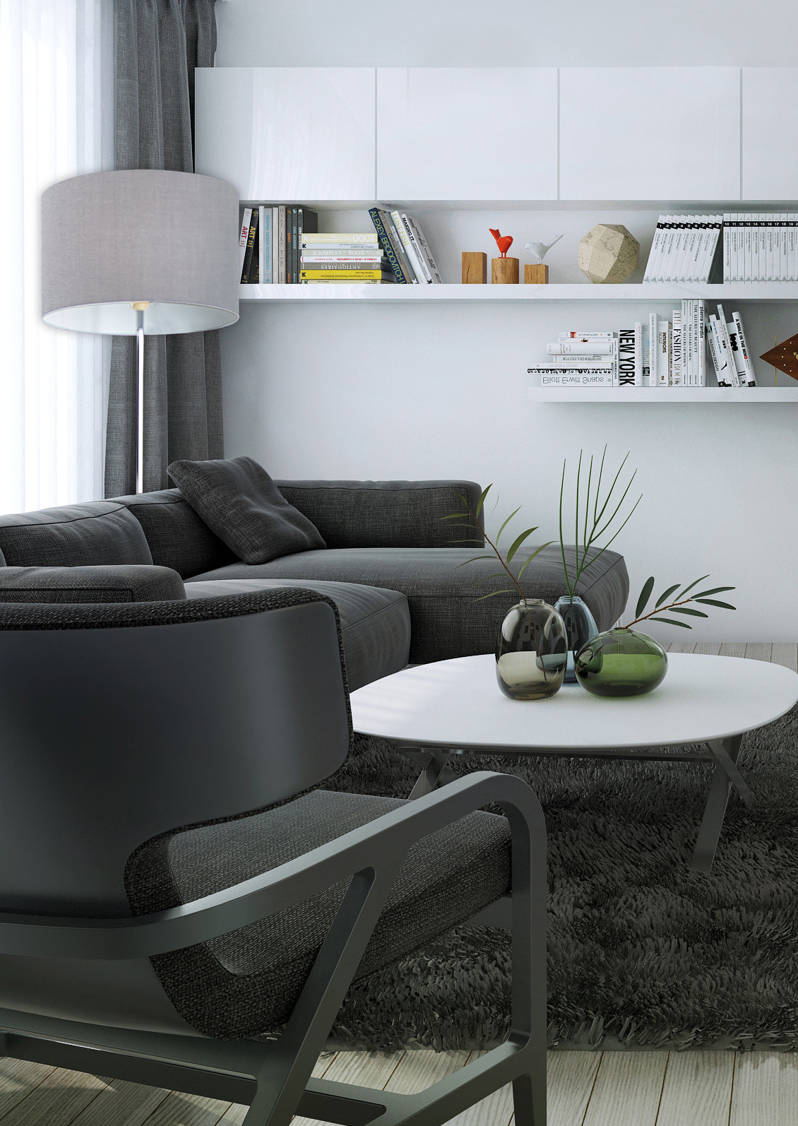Stehlampe NEW YORK - grau - 160 cm