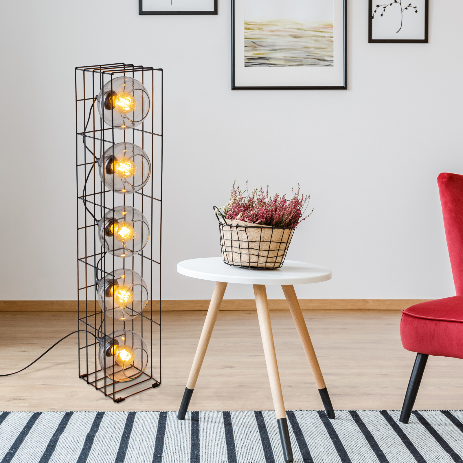 Stehleuchte CESTA -  schwarz - Glas - 95 cm