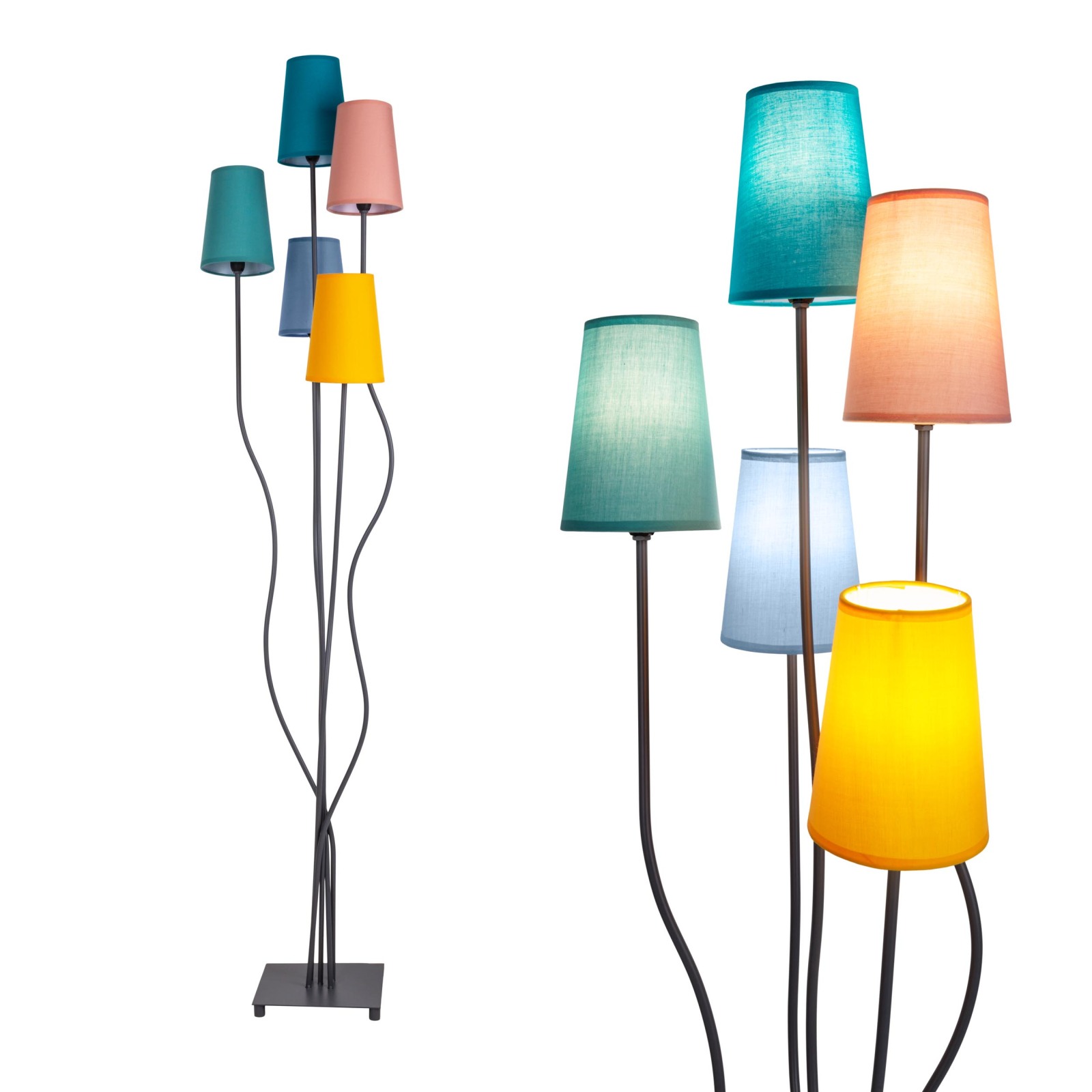 Stehleuchte COLORA - grau-bunt - 5-flammig - 163 cm