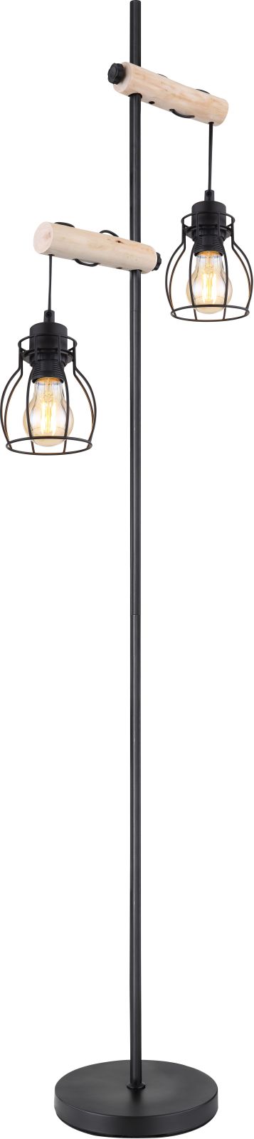 Stehleuchte - schwarz matt-natur - 150 cm