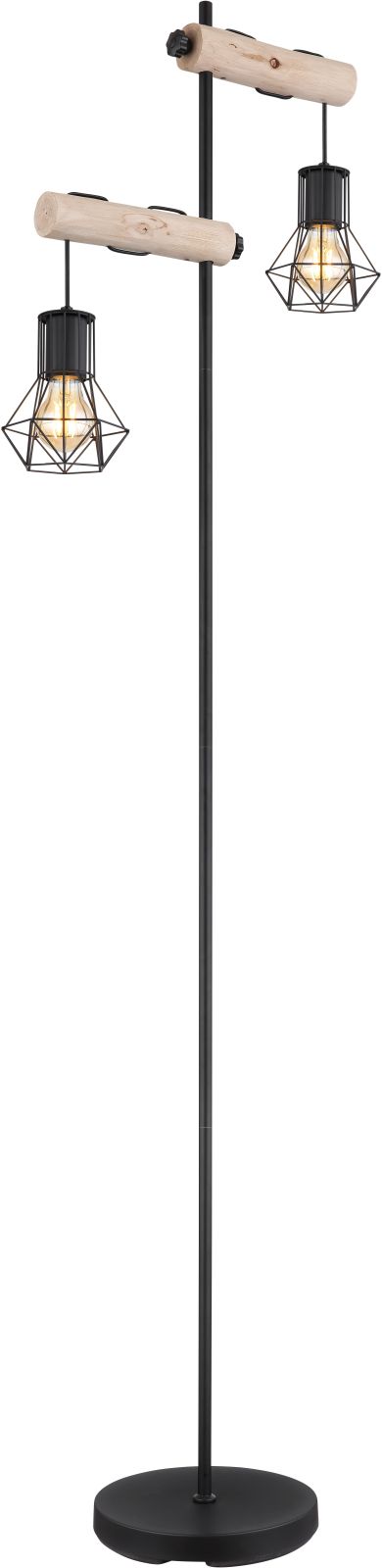 Stehleuchte - schwarz matt - natur - 168 cm