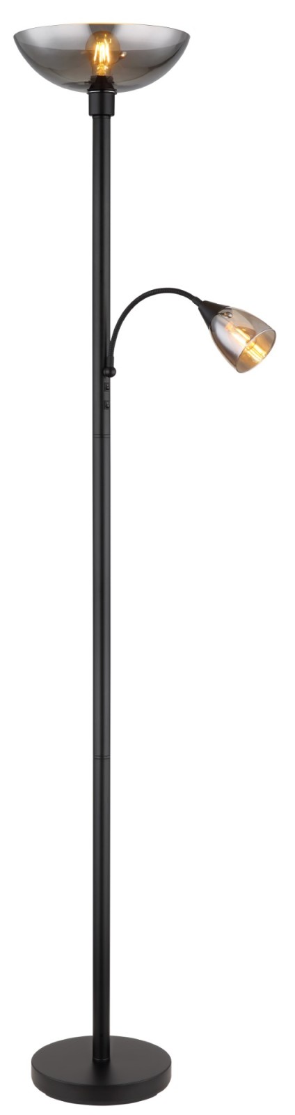 Stehleuchte - schwarz matt - rauchfarben - 178 cm