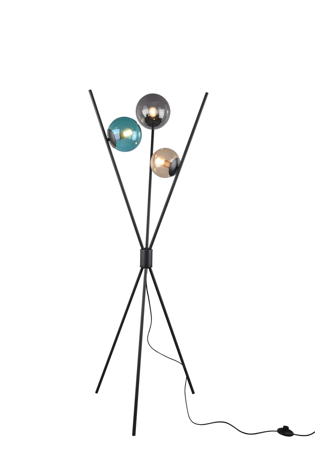 Stehleuchte - schwarz - multicolor - 3-flammig
