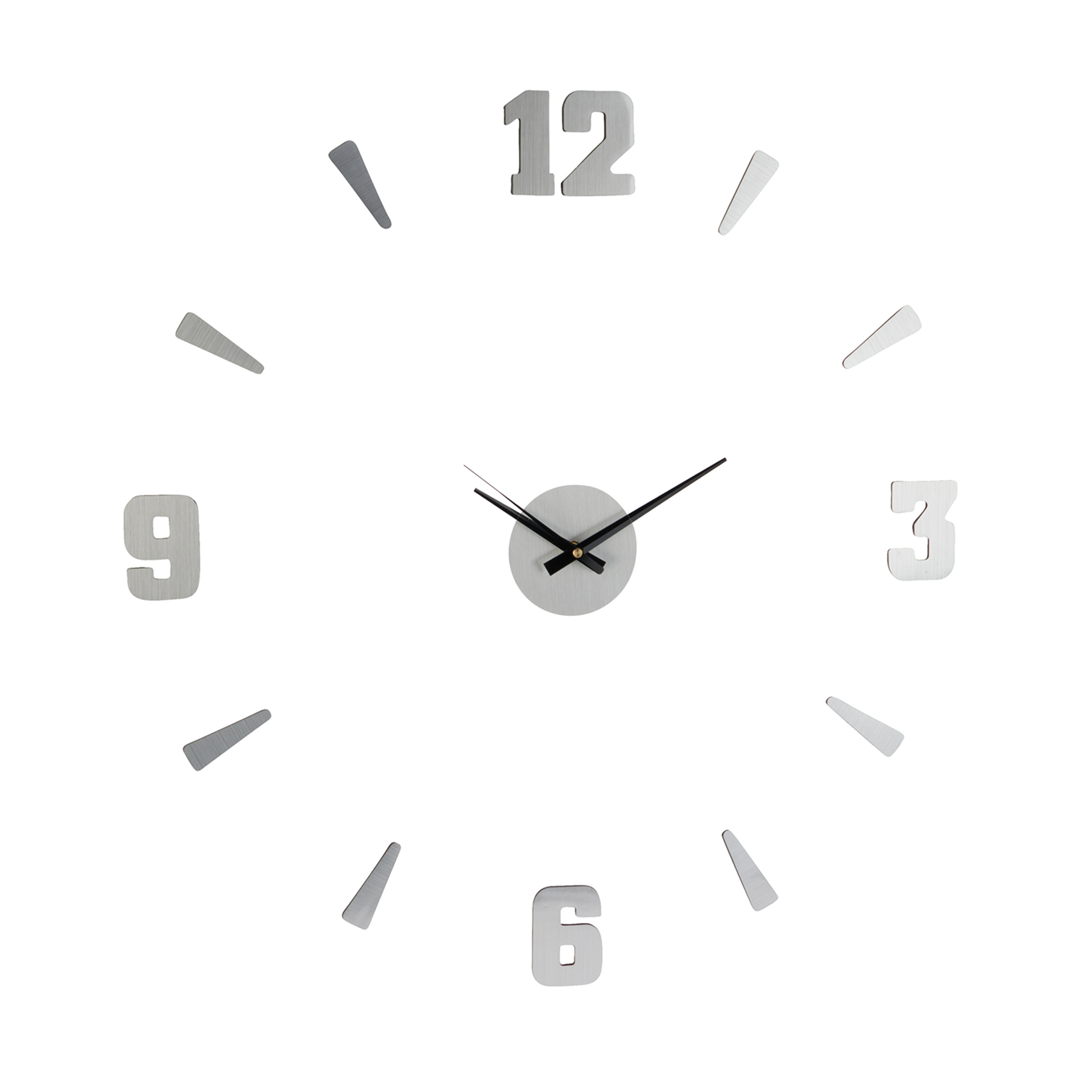Sticker-Wanduhr - silber - zum Ankleben