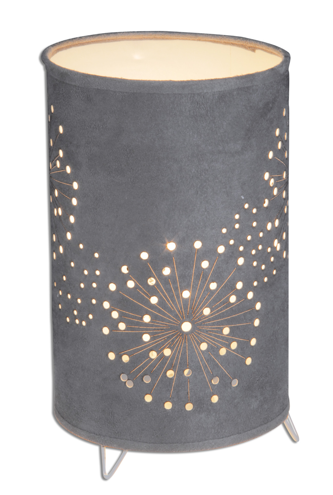 Stoff-Tischleuchte DANDELION - grau - 25 cm hoch
