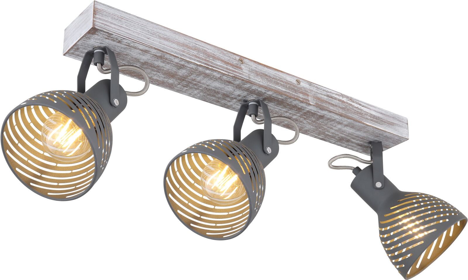 Strahler - antik weiß - grau - Holz - 3-flammig