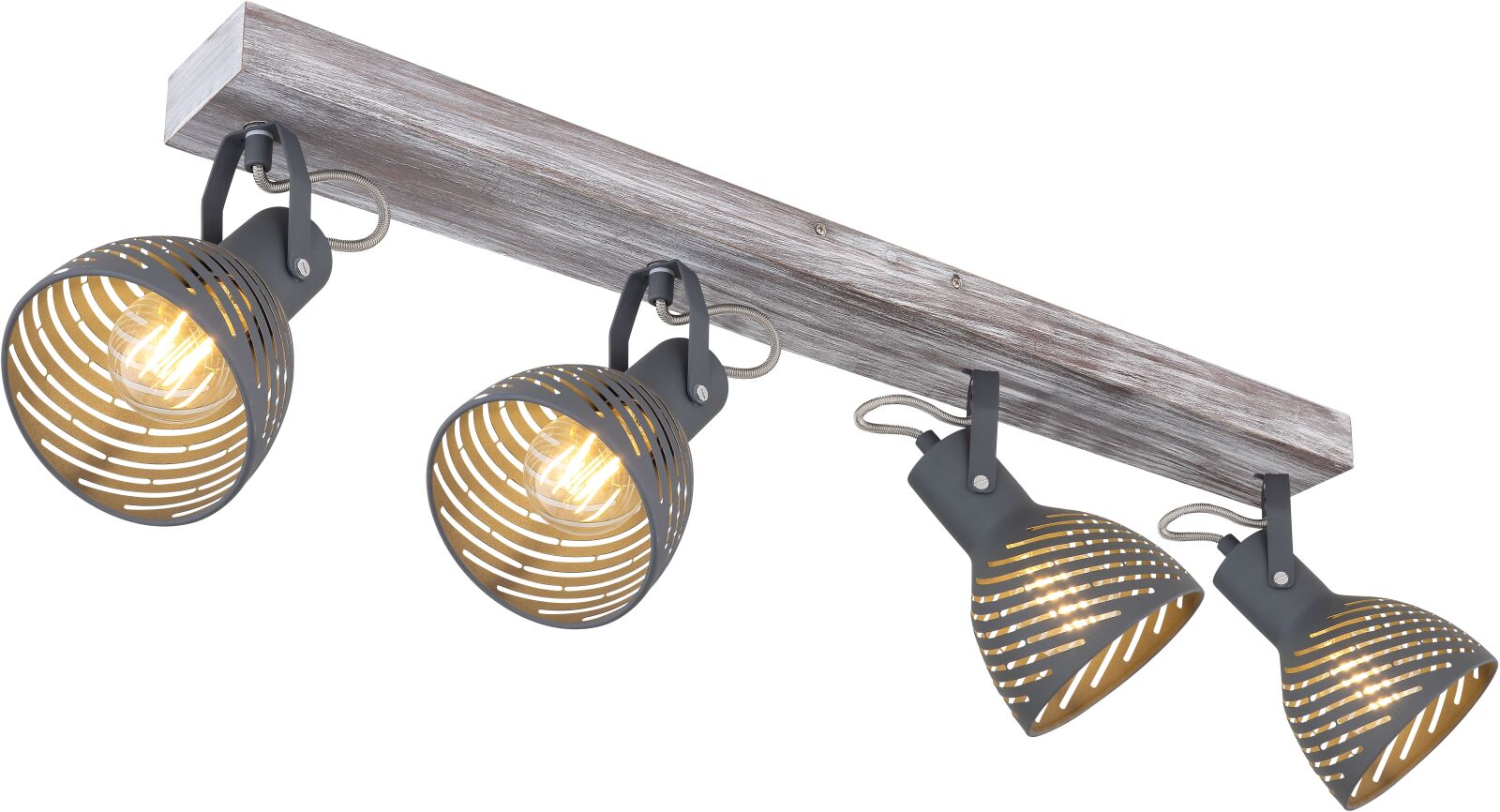 Strahler - antik weiß - grau - Holz - 4-flammig