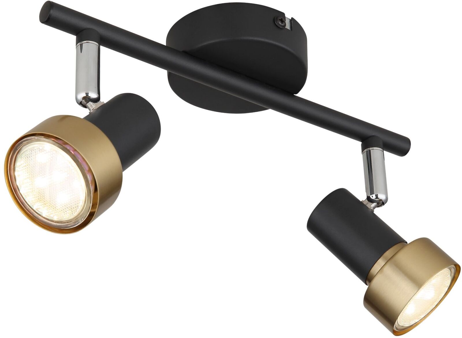 Strahler - schwarz matt - Gold antik - 2-flammig