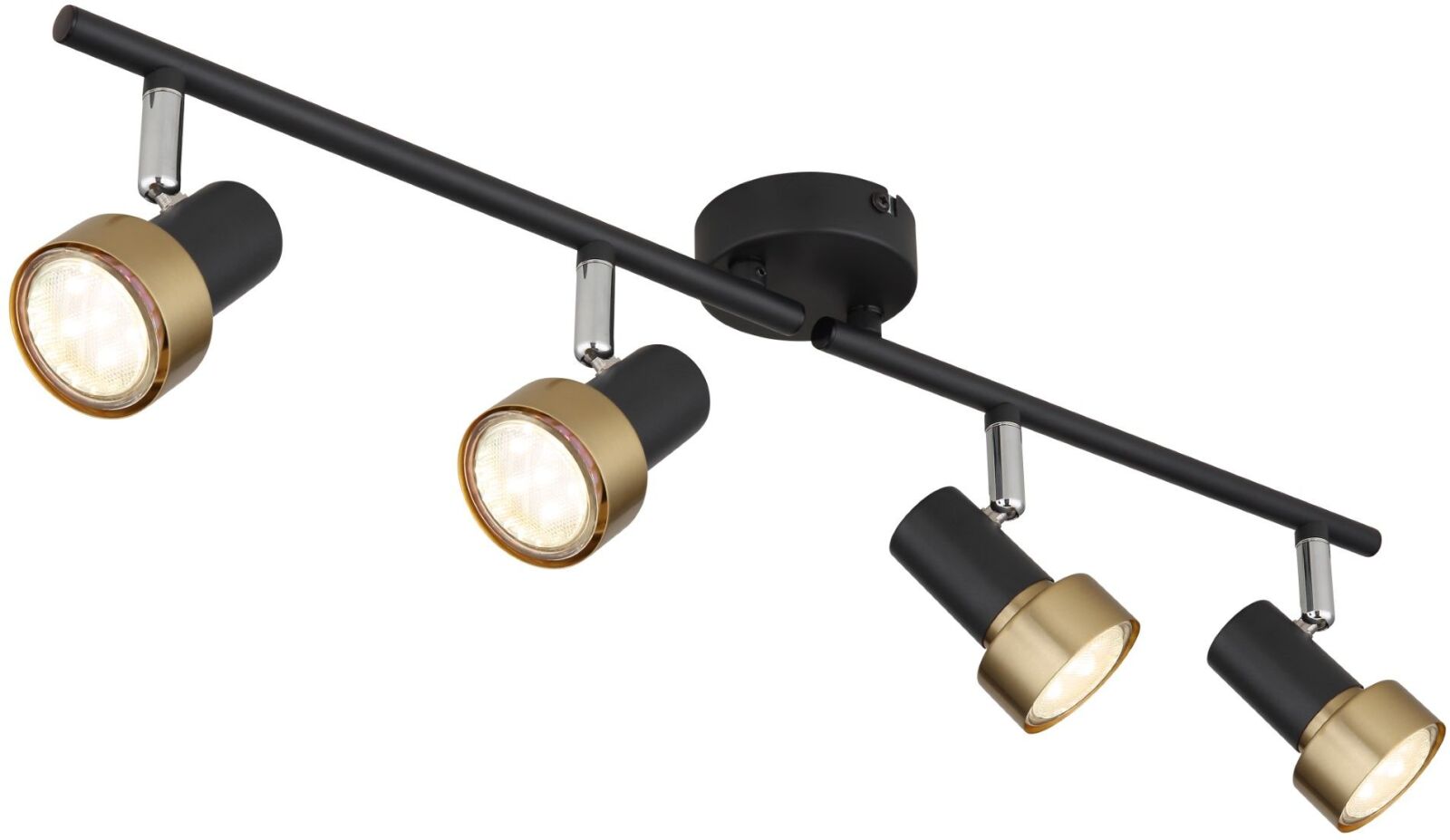 Strahler - schwarz matt - Gold antik - 4-flammig