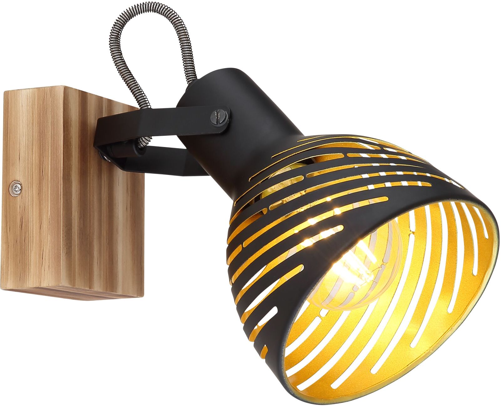 Strahler - schwarz matt - gold - Holz