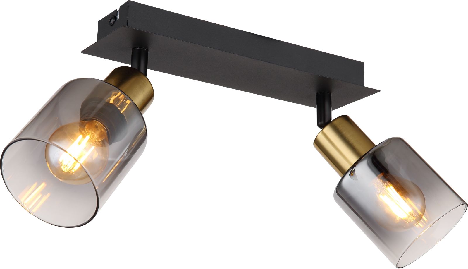 Strahler - schwarz matt - goldfarben matt - Glas - 2-flammig