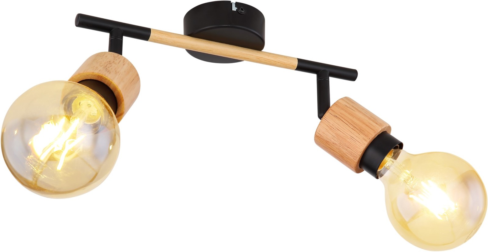 Strahler - schwarz matt - holzfarben - Metall-Holz