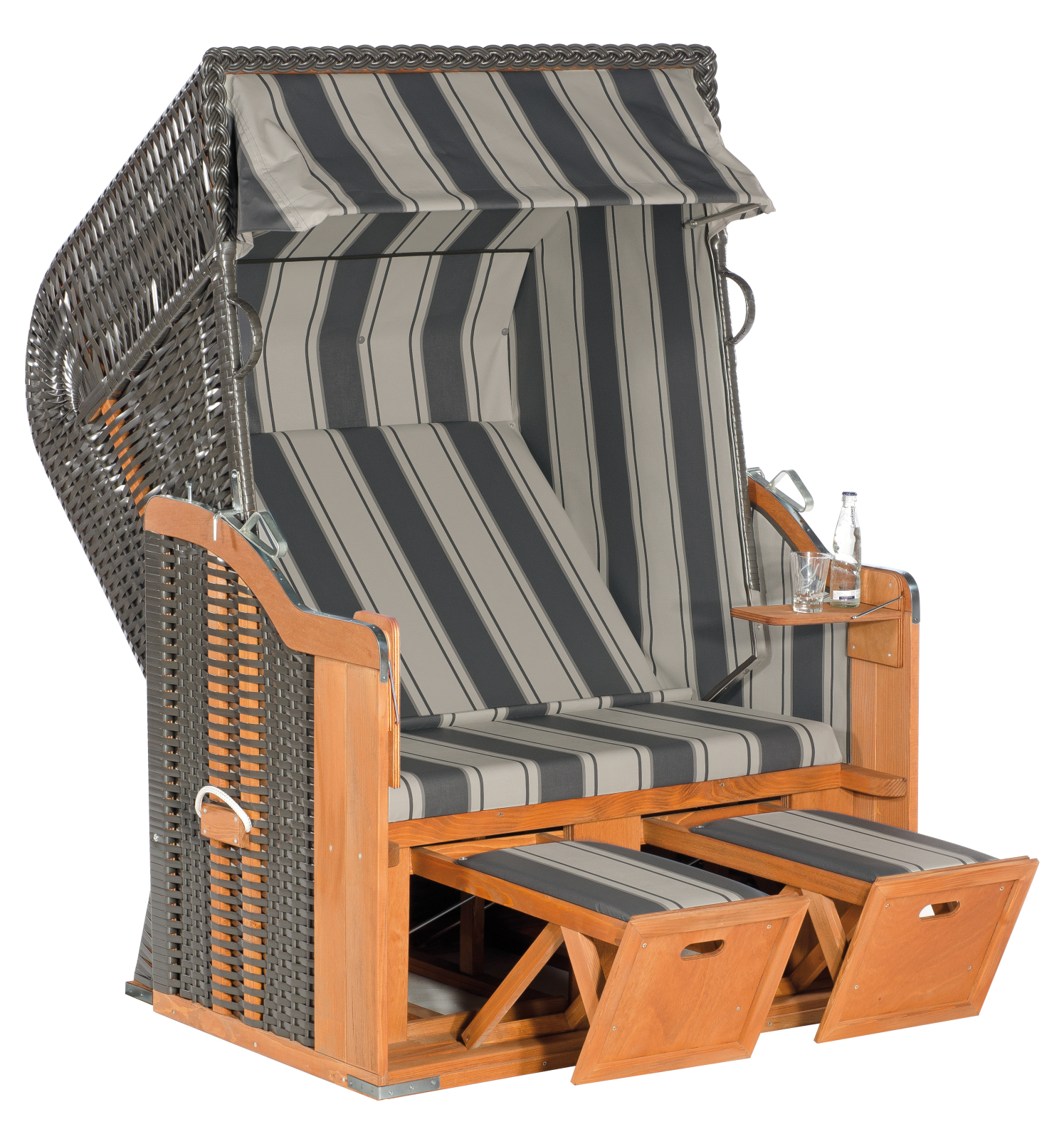 Strandkorb RUSTIKAL 250 BASIC - Geflecht anthrazit - 125x160 cm