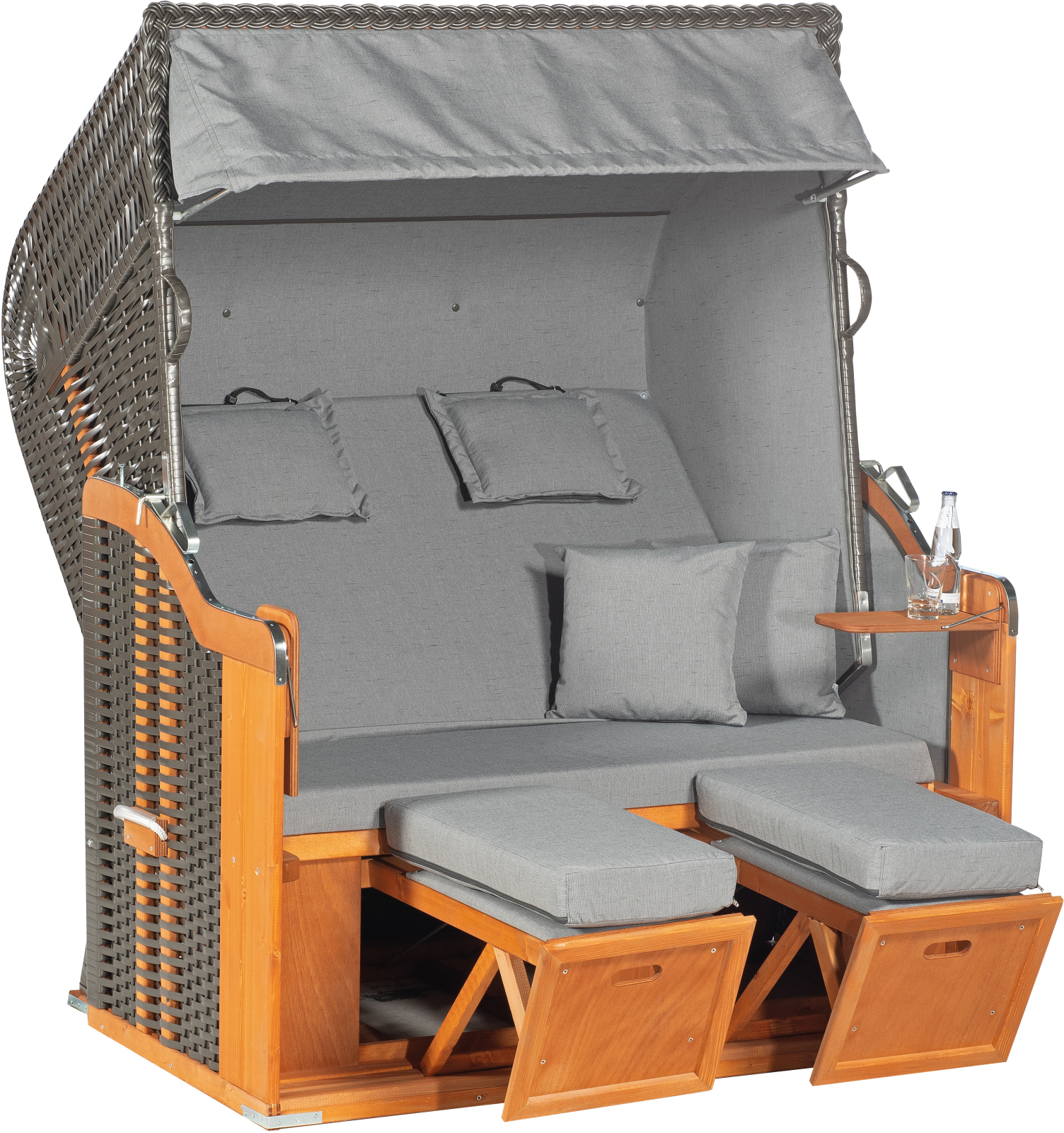 Strandkorb RUSTIKAL 250 PLUS XL - anthrazit-grau - Fichtenholz - 2 Sitzer