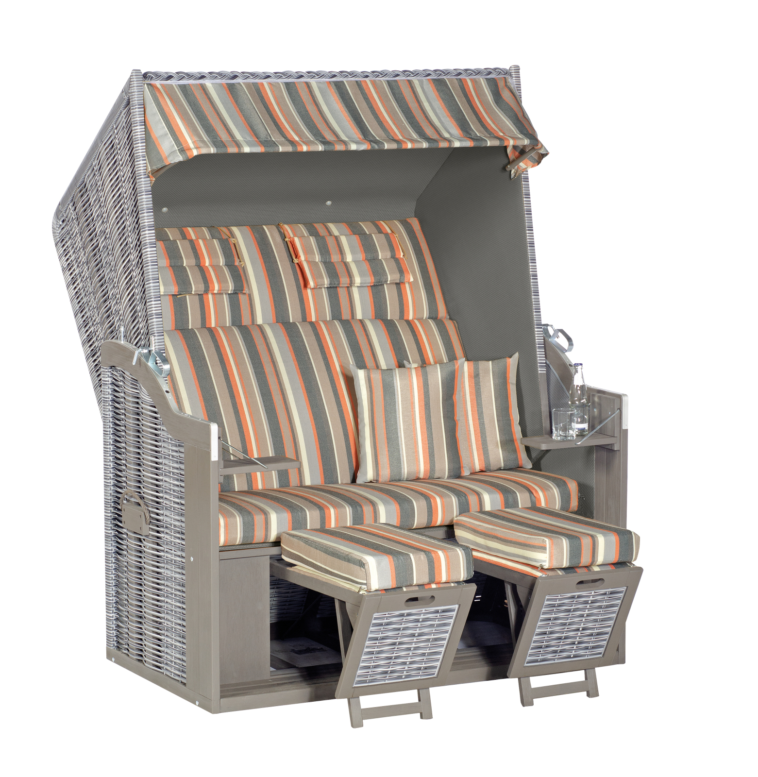 Strandkorb RUSTIKAL 34 Z XL - grau-terracotta - 140x160 cm