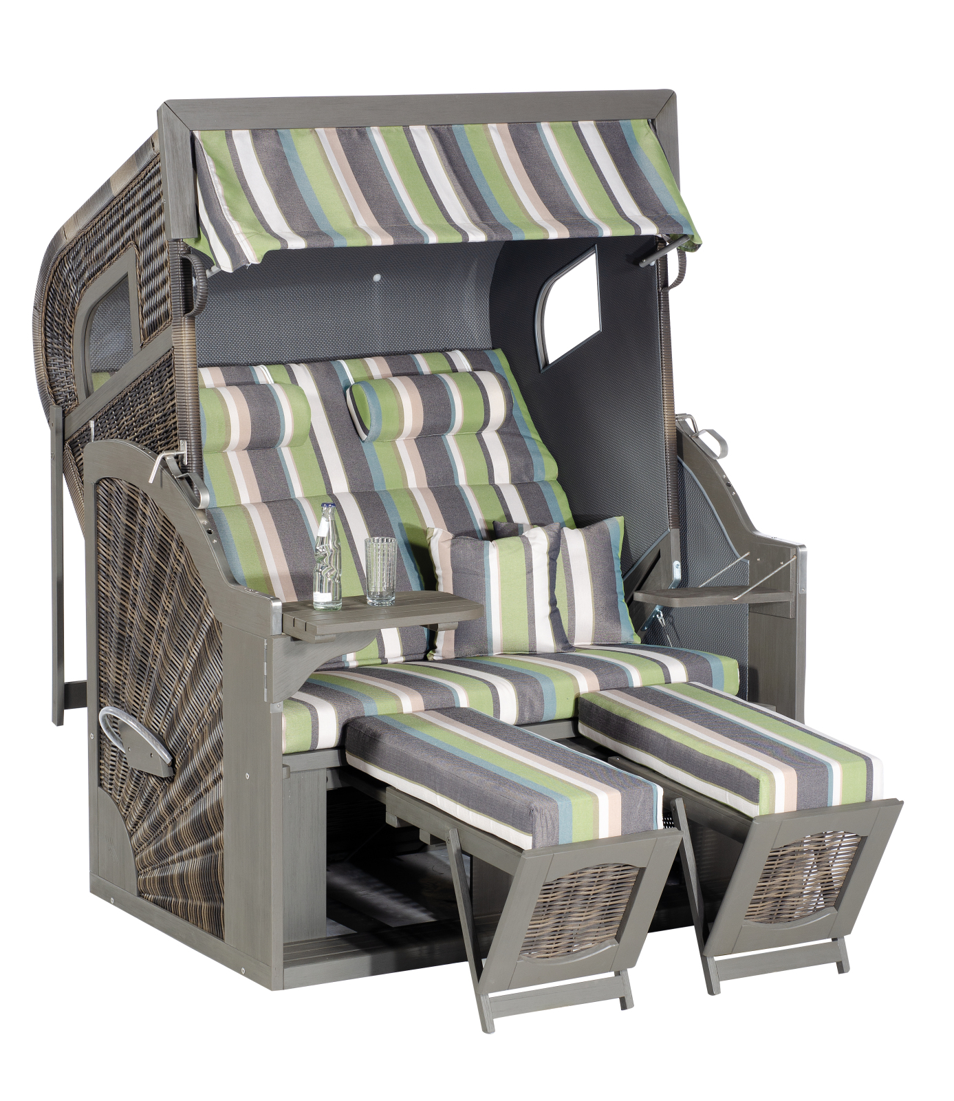 Strandkorb RUSTIKAL 405 Z XL COMFORT - Vintage braun - gestreift - 135x165 cm