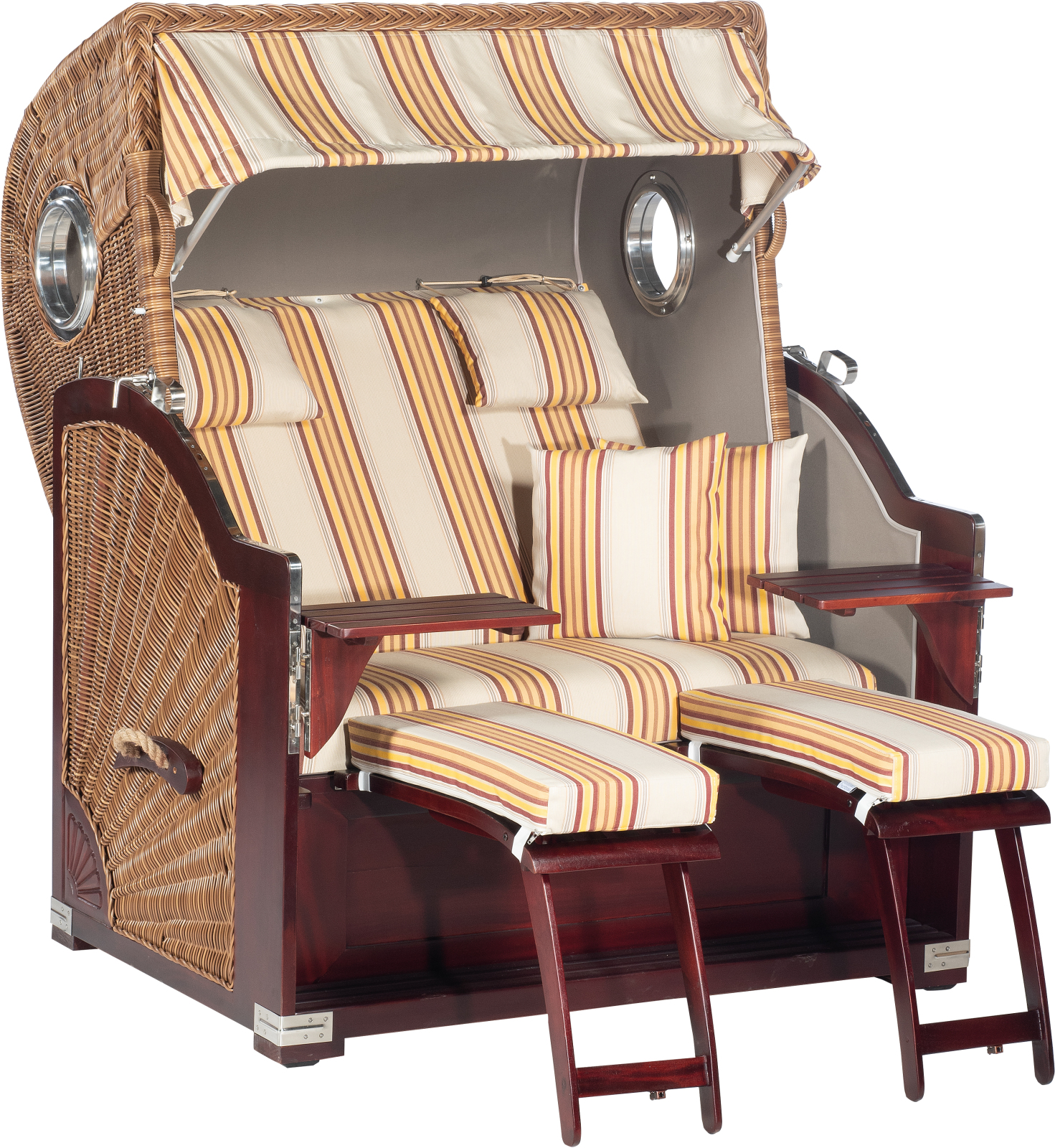 Strandkorb RUSTIKAL 500 PLUS-COMFORT XL - gelb-orange-terra-beige - 140x160 cm