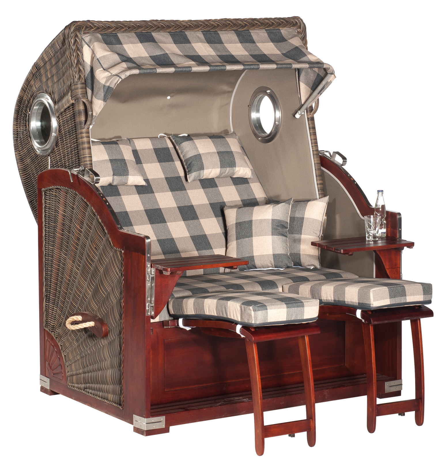 Strandkorb RUSTIKAL 500 PLUS-COMFORT XL - grau-beige - 140x160 cm
