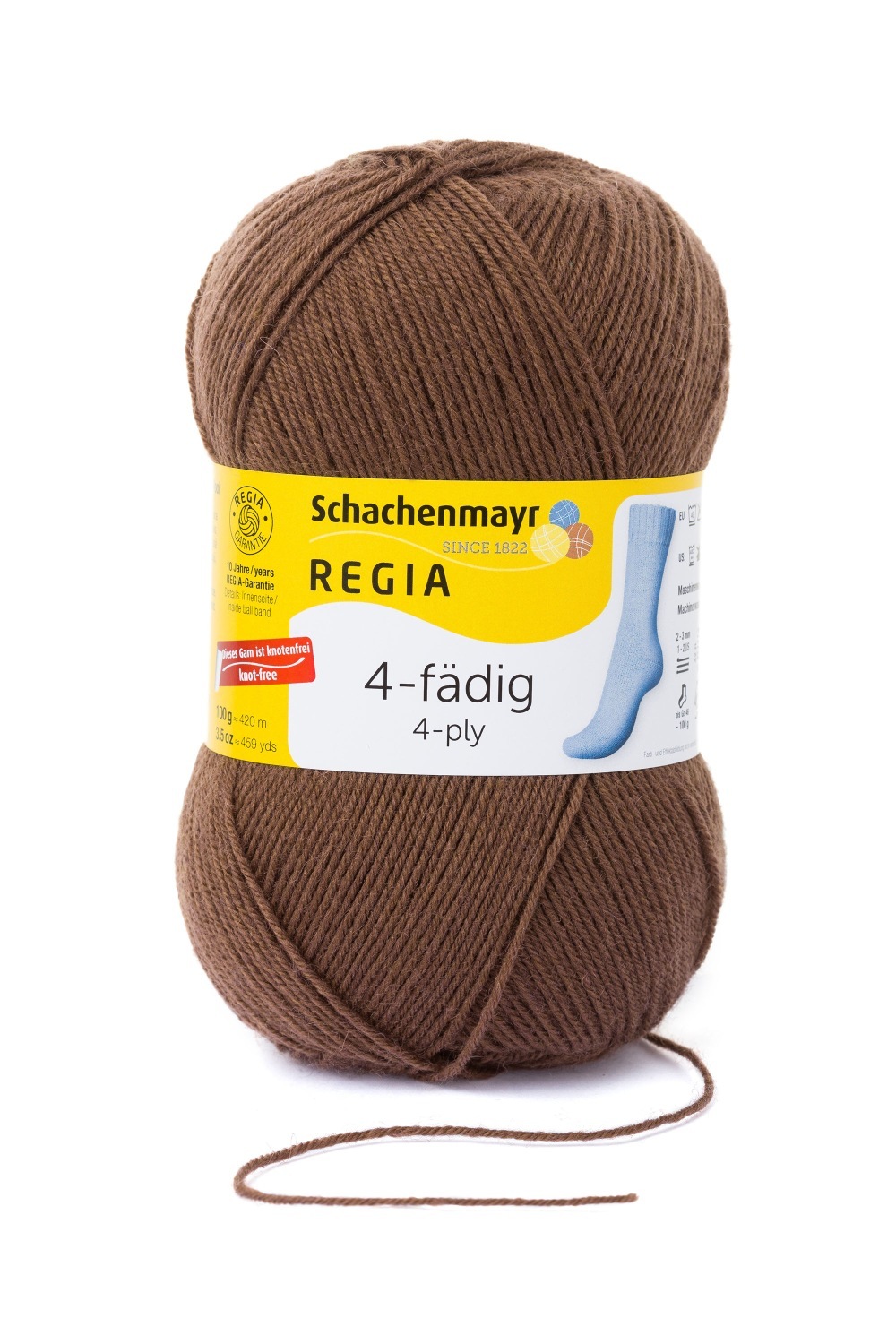 Strumpfwolle REGIA - dunkelbraun - 4-fädig - 100g
