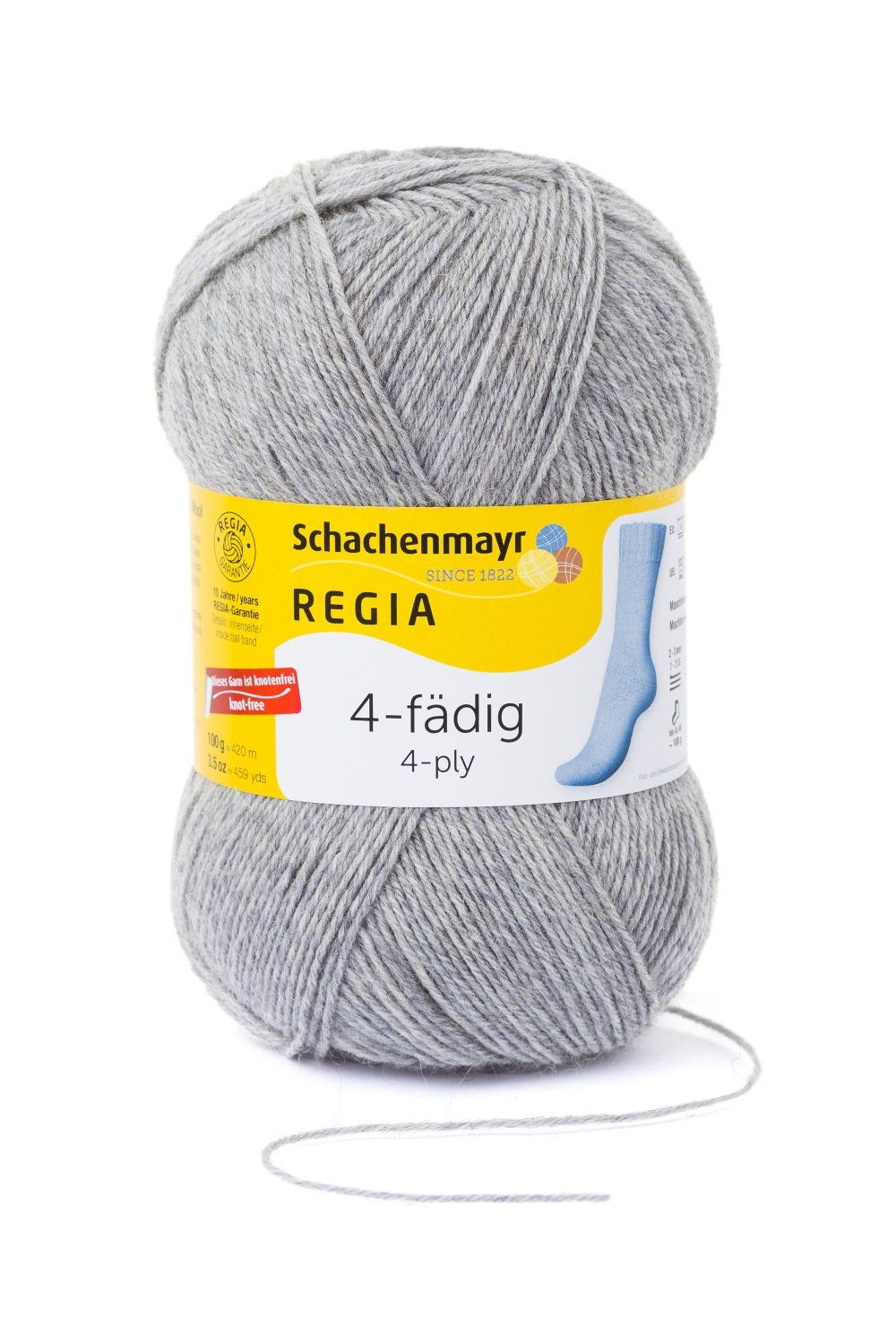 Strumpfwolle REGIA - hellgrau-meliert - 4-fädig - 100g