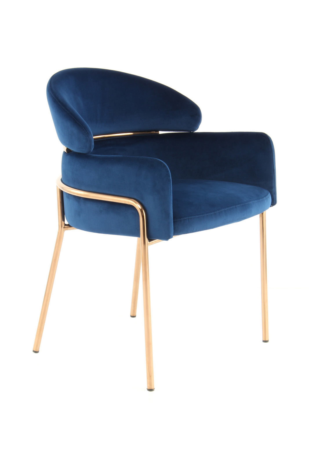 Stuhl Corey - blau-rosegold - Samt