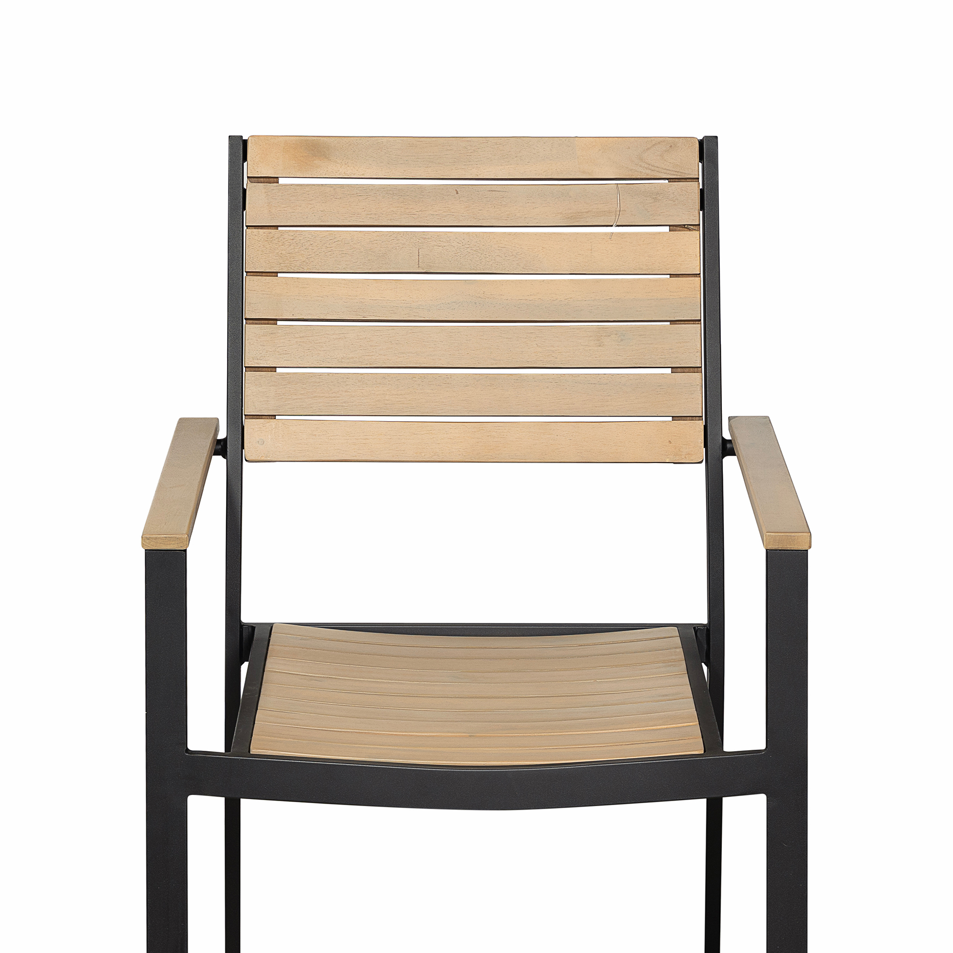 Stuhl - holzfarben - schwarz - Akazie - Aluminium