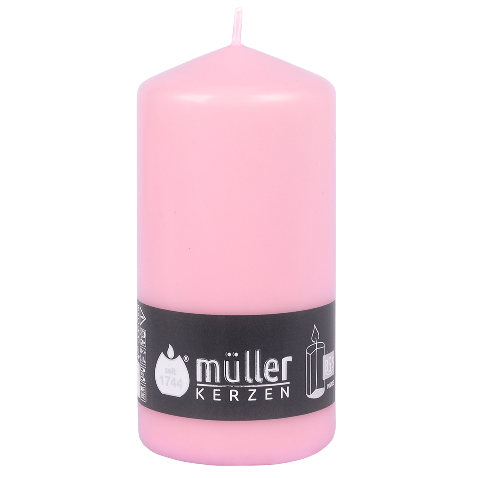Stumpenkerze - rosa - 13,5 cm hoch