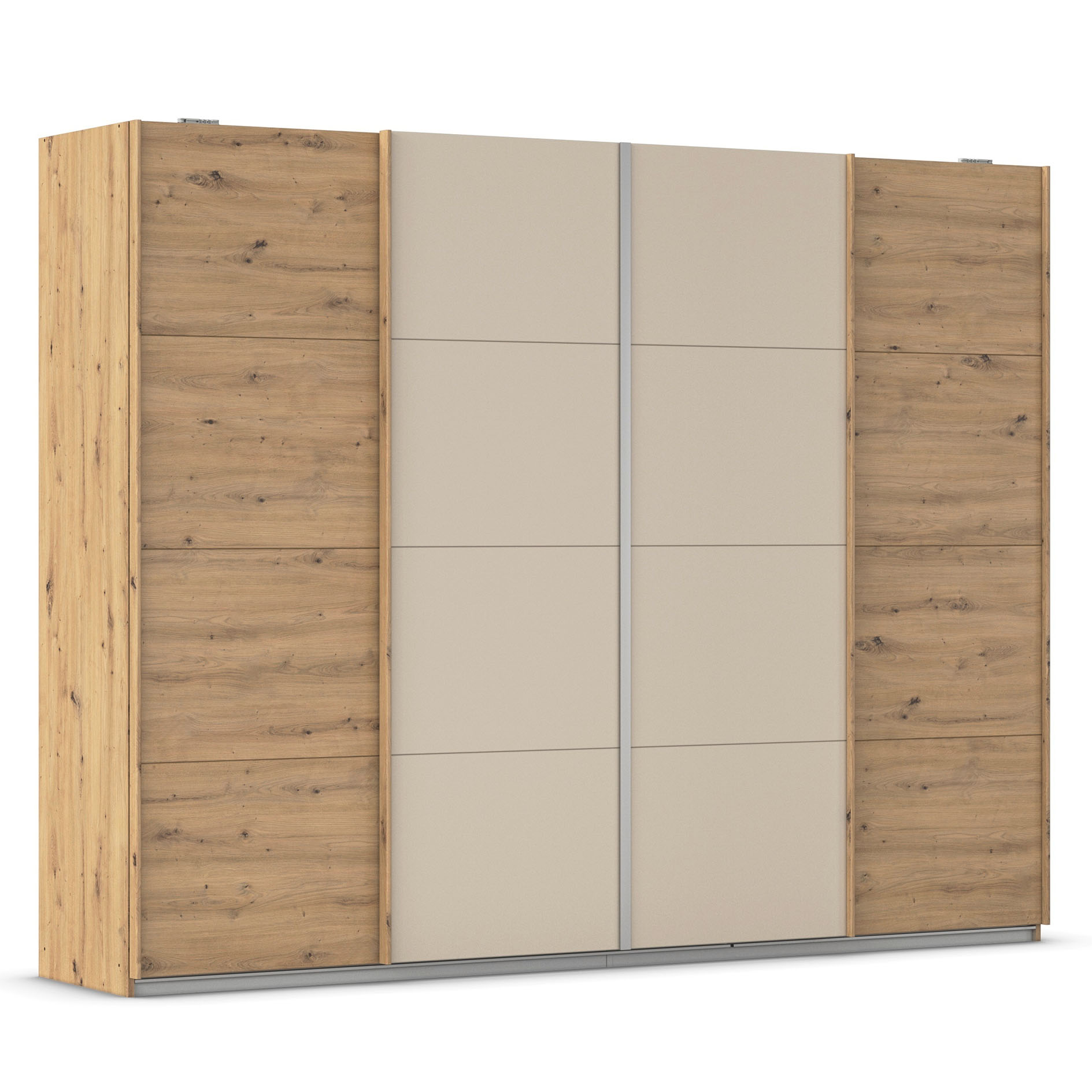 Synchron-Schwebetürenschrank - Eiche Artisan - champagner - 271x211 cm