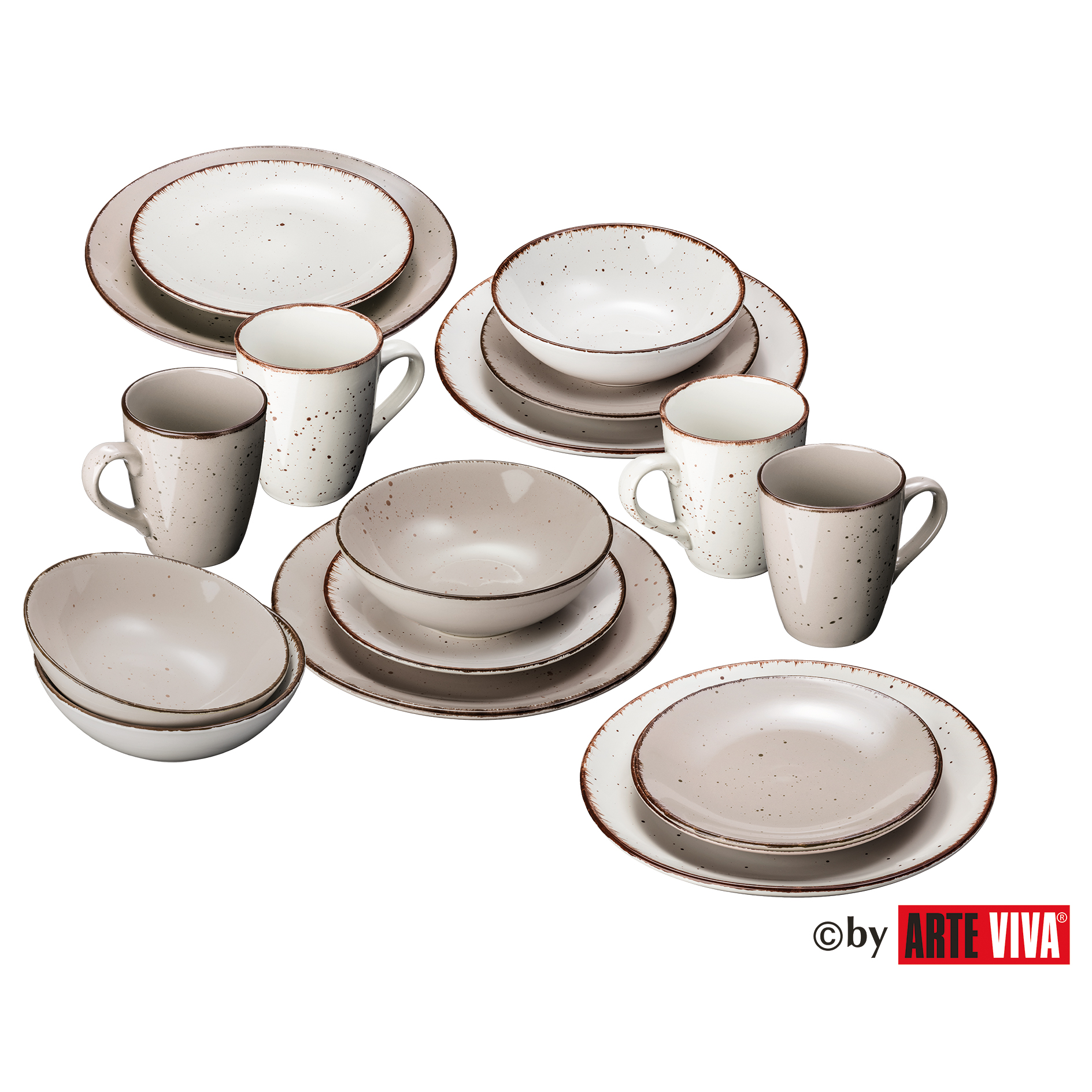 Tafelservice - beige-weiß - 16-teilig