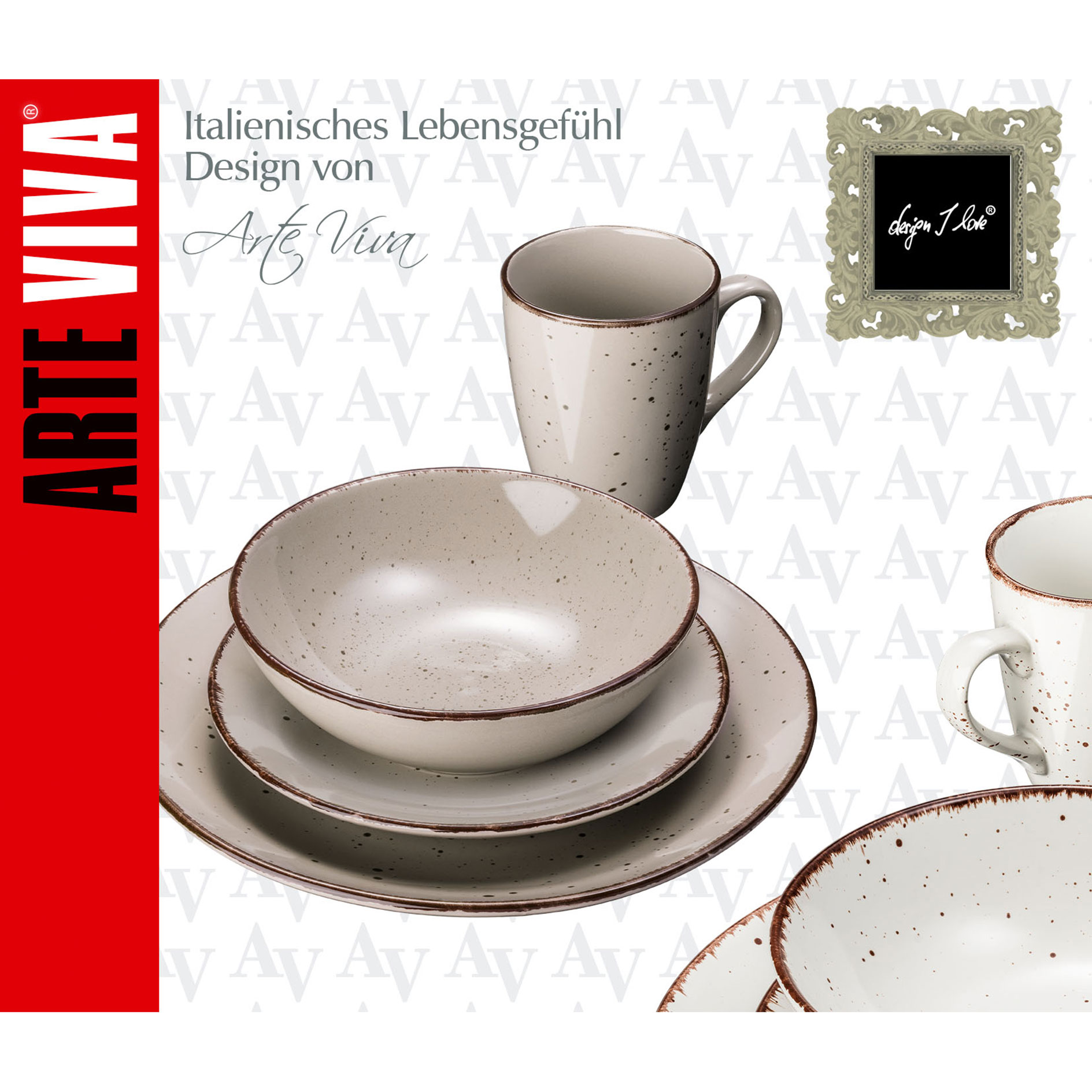 Tafelservice - beige-weiß - 16-teilig