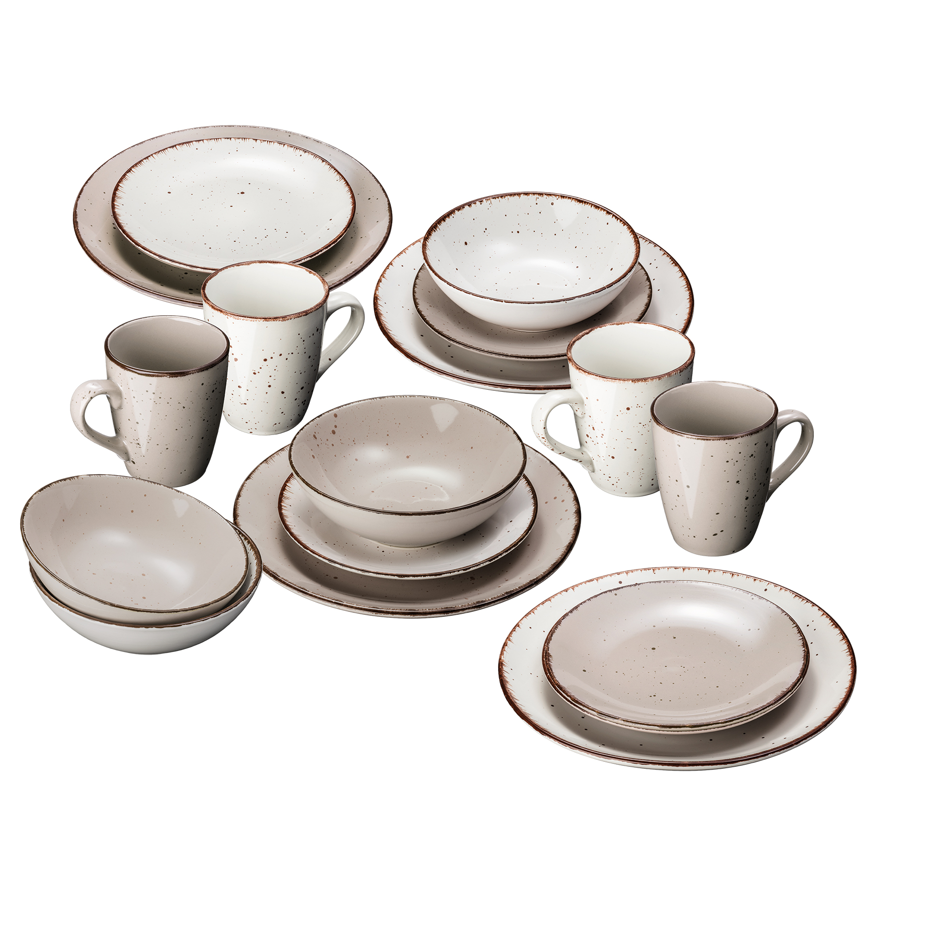 Tafelservice - beige-weiß - 16-teilig
