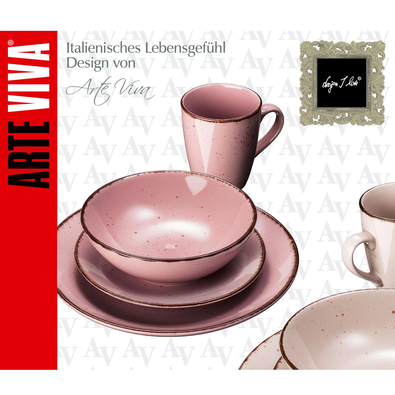 Tafelservice - hellrosa-rosa - 16-teilig