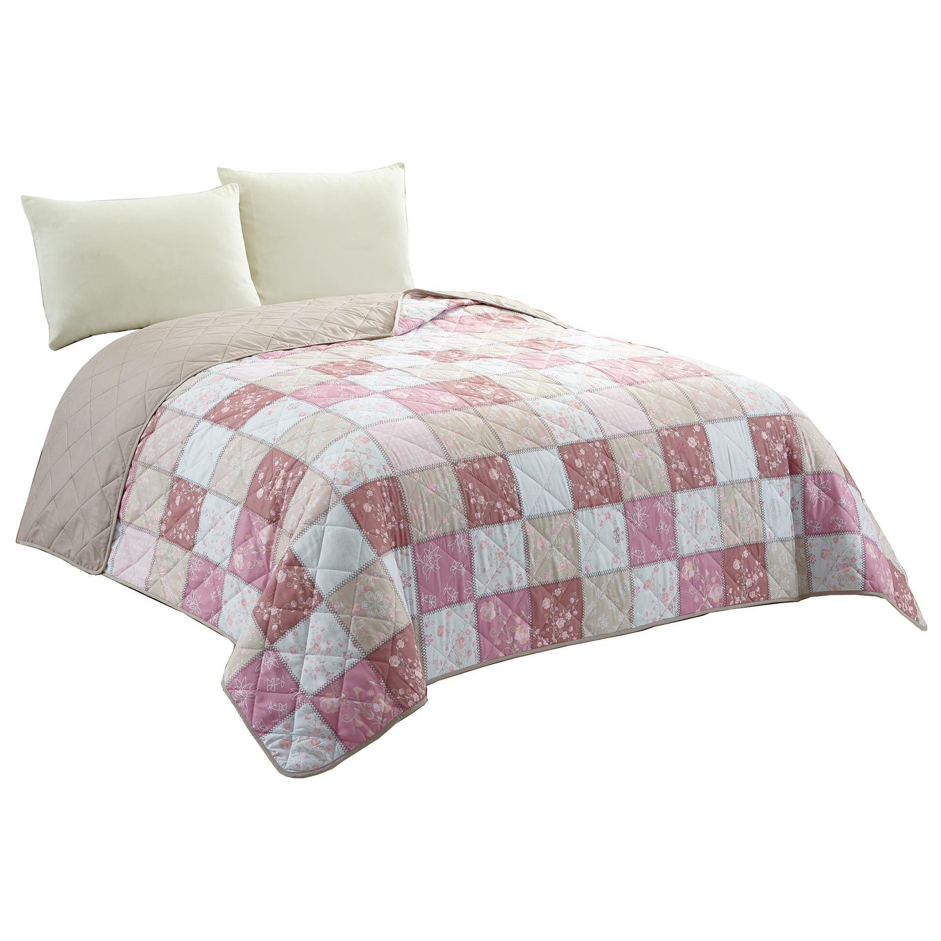 Tagesdecke - creme-rosa - 220x240 cm
